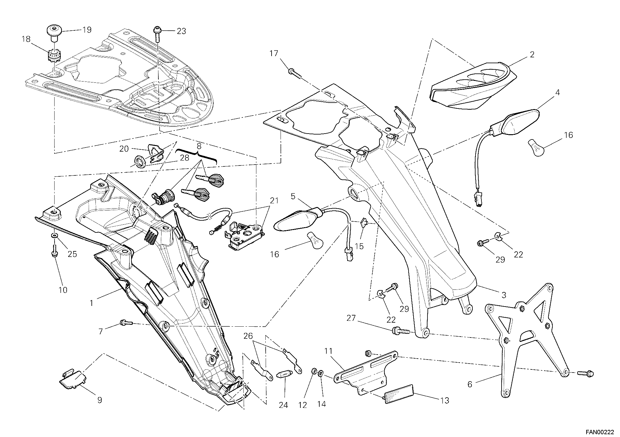 023 FEU ARRIERE POUR MONSTER 796 ABS 2012