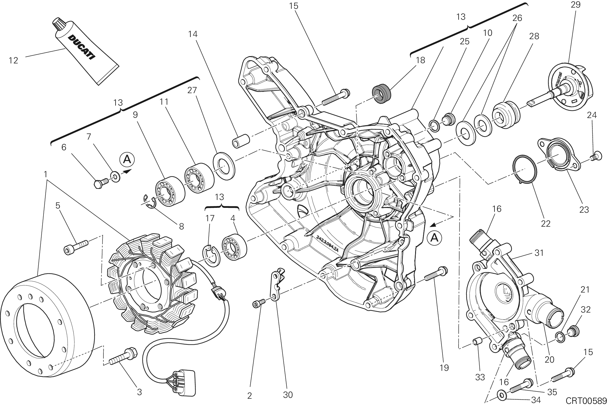 011 POMPE A EAU COUVERCLE DALTERNATEUR POUR DIAVEL AMG 2013