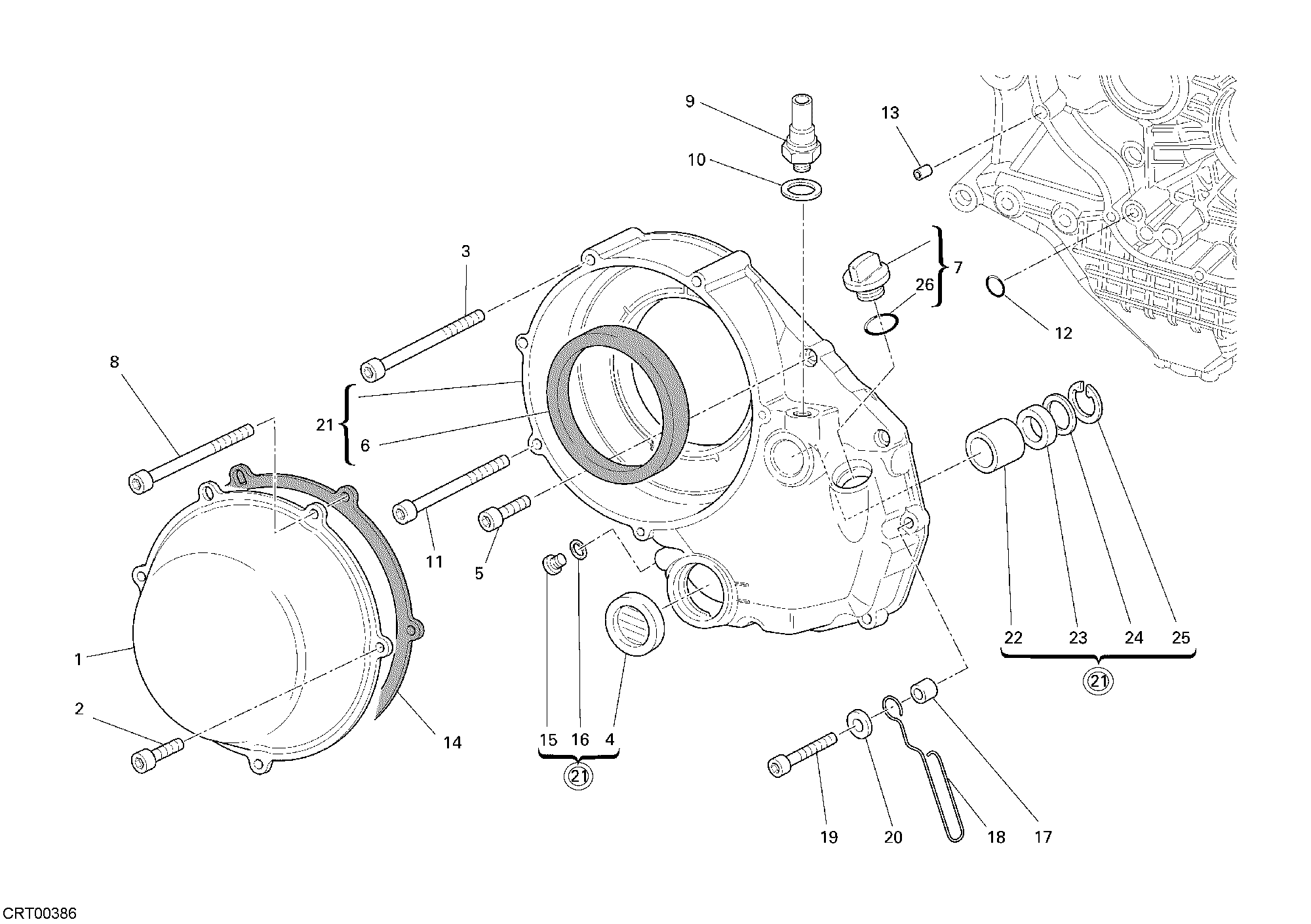 005 COUVERCLE EMBRAYAGE POUR SUPERBIKE 1098 R 2008