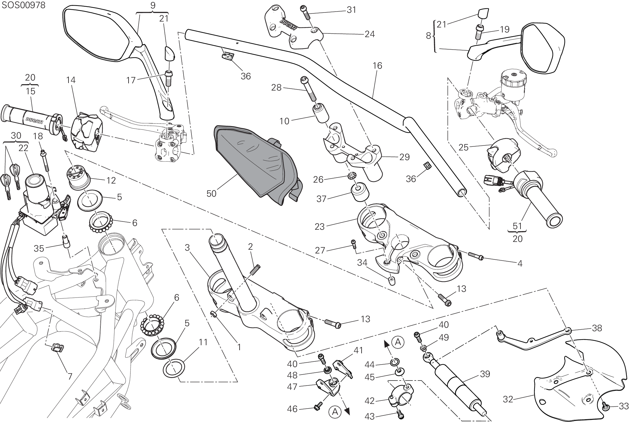 021 GUIDON POUR MULTISTRADA 1200 ENDURO TOURING 2017