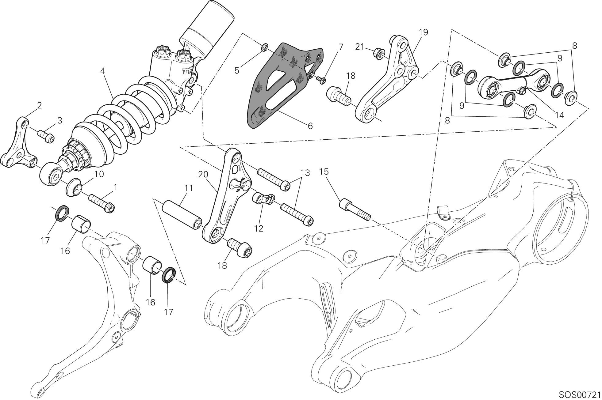 028 SOSPENSIONE POSTERIORE POUR SUPERBIKE 1199 PANIGALE SUPERLEGGERA 2014