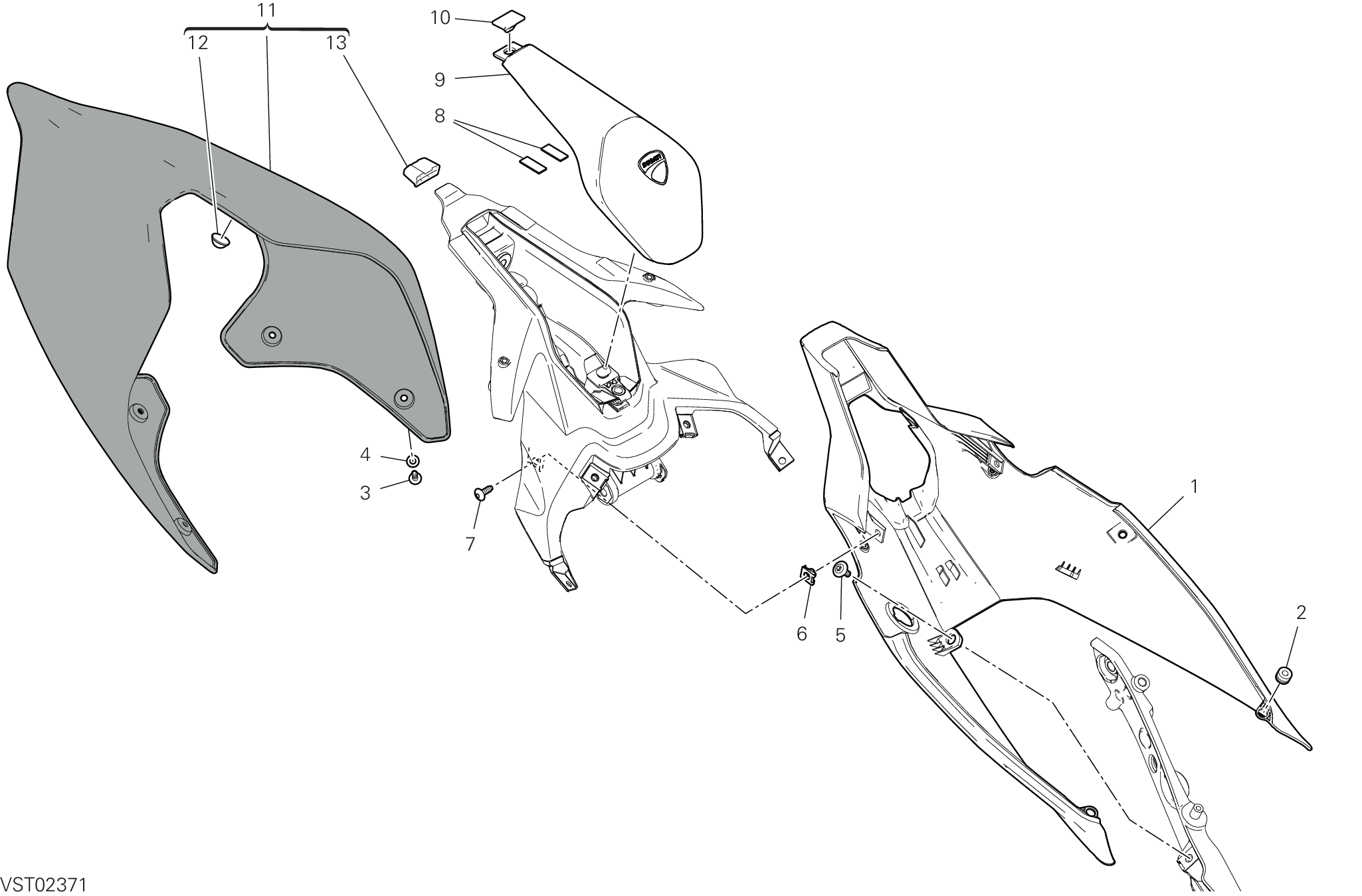 37D QUEUE DE CARENAGE POUR SUPERBIKE PANIGALE V4 S 2022