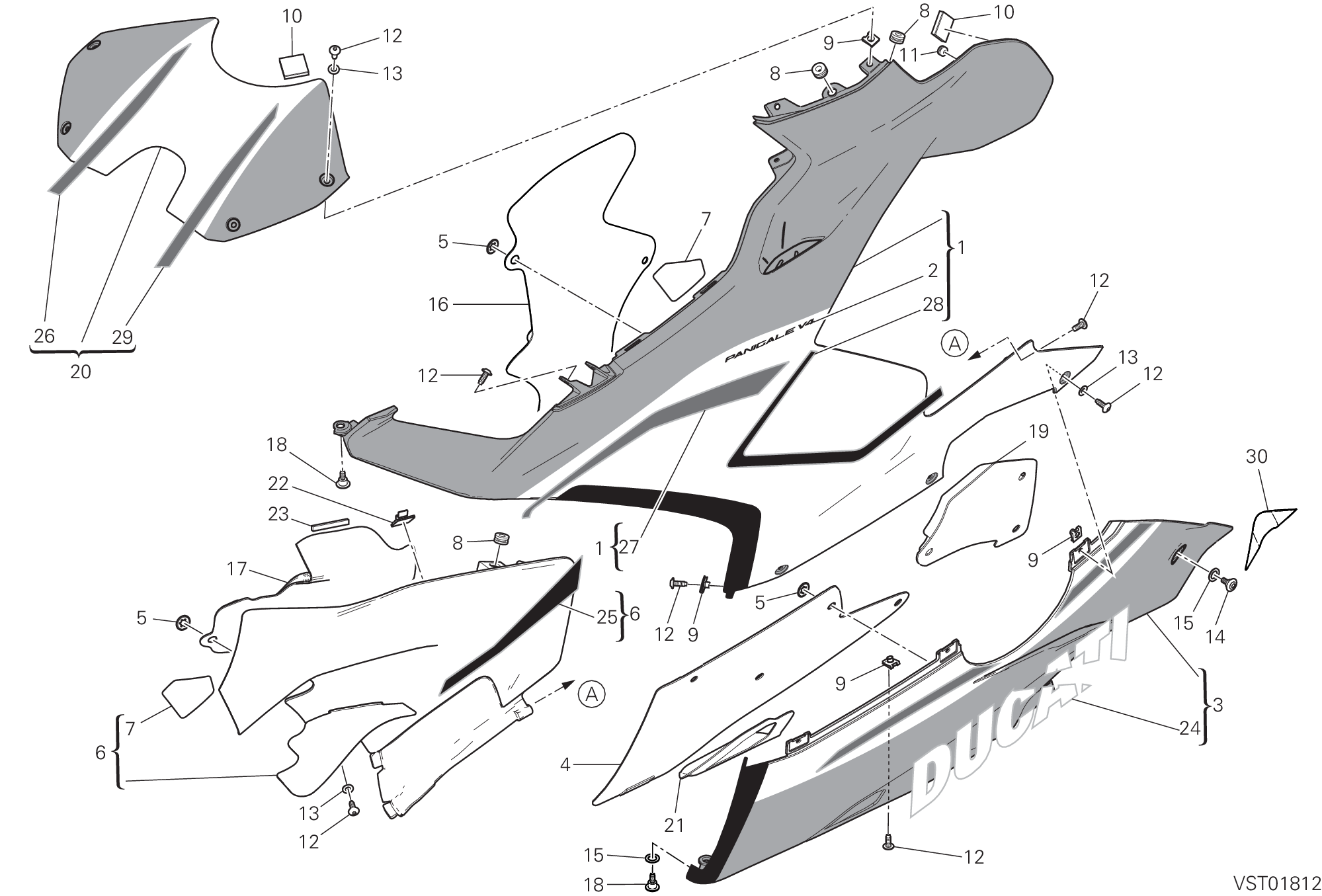 37C CARENE GAUCHE POUR SUPERBIKE PANIGALE V4 SPECIALE 2018