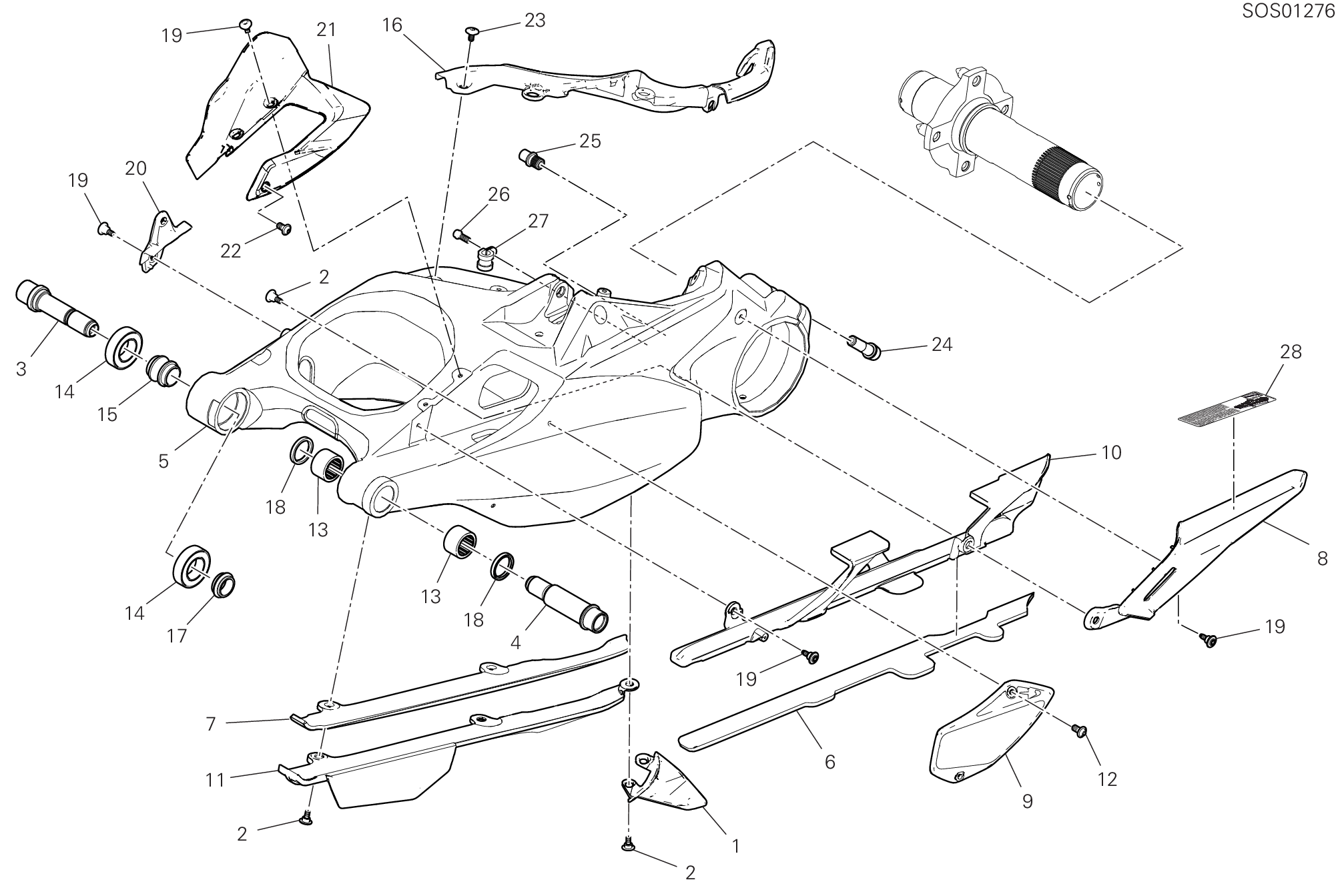 19A BRAS OSCILLANT ARRIERE POUR MULTISTRADA V4 RS 2024