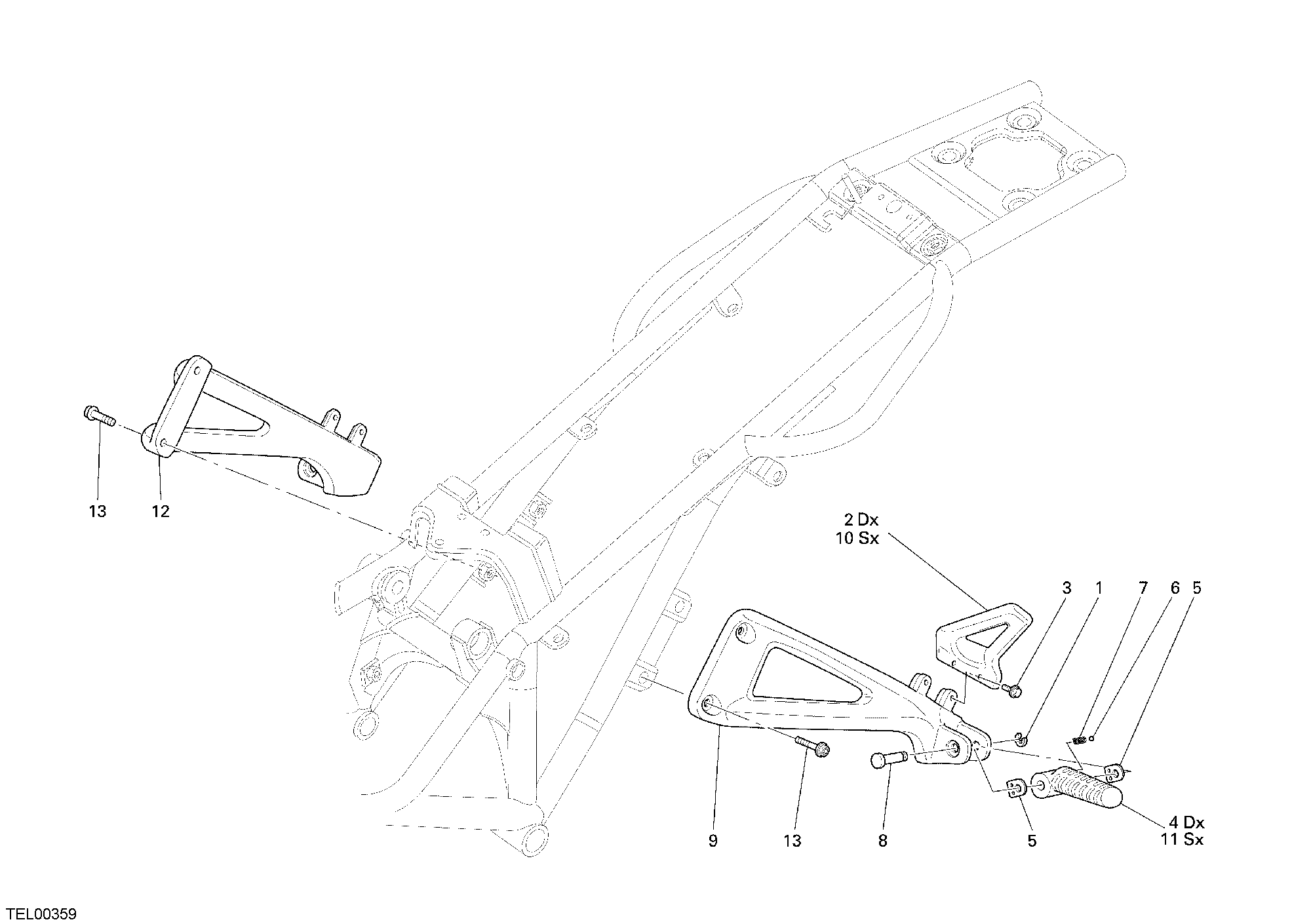 26A REPOSE PIEDS ARRIERE POUR MONSTER S2R 1000 2007