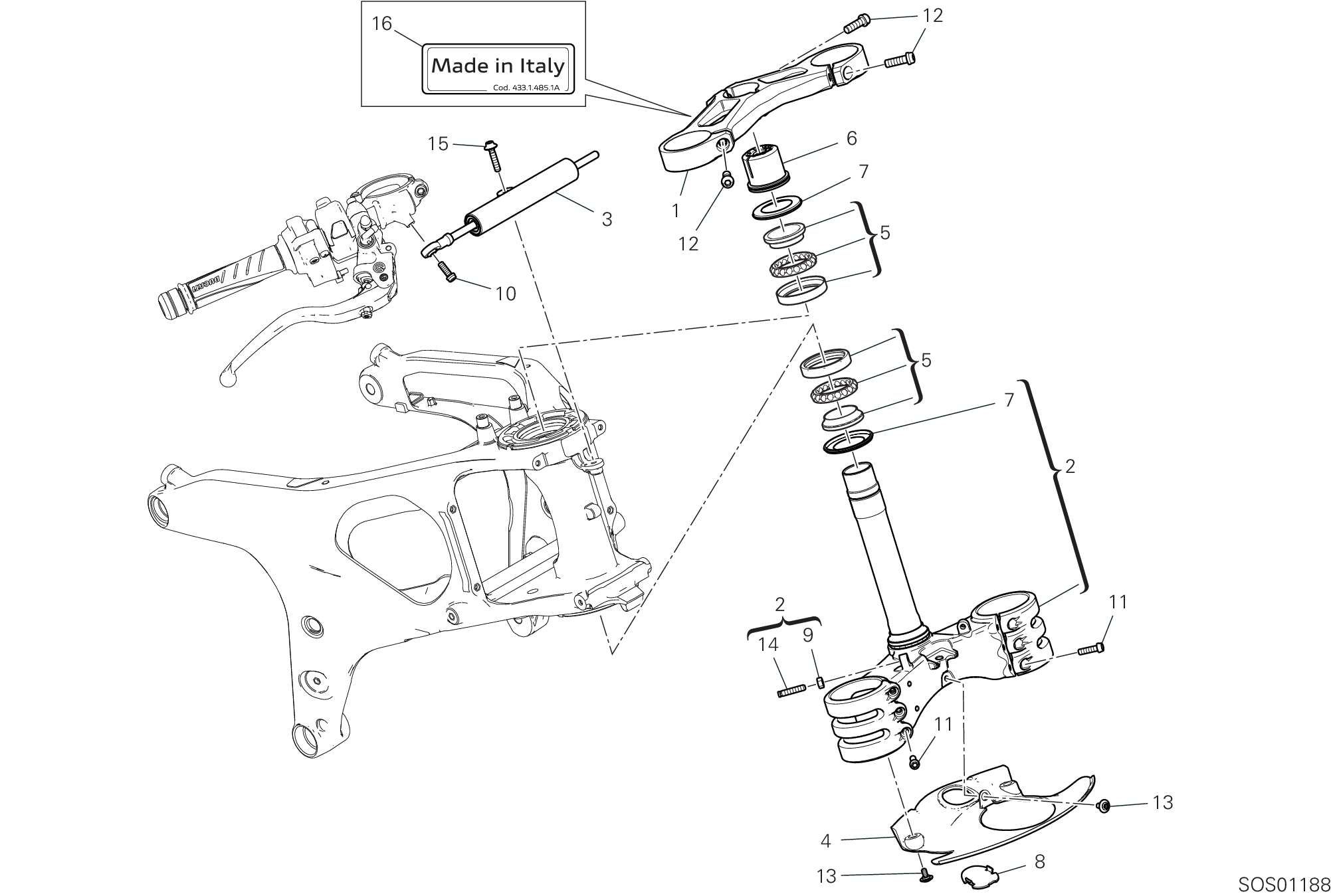 18A ENSEMBLE DIRECTION POUR SUPERBIKE PANIGALE V4 2022