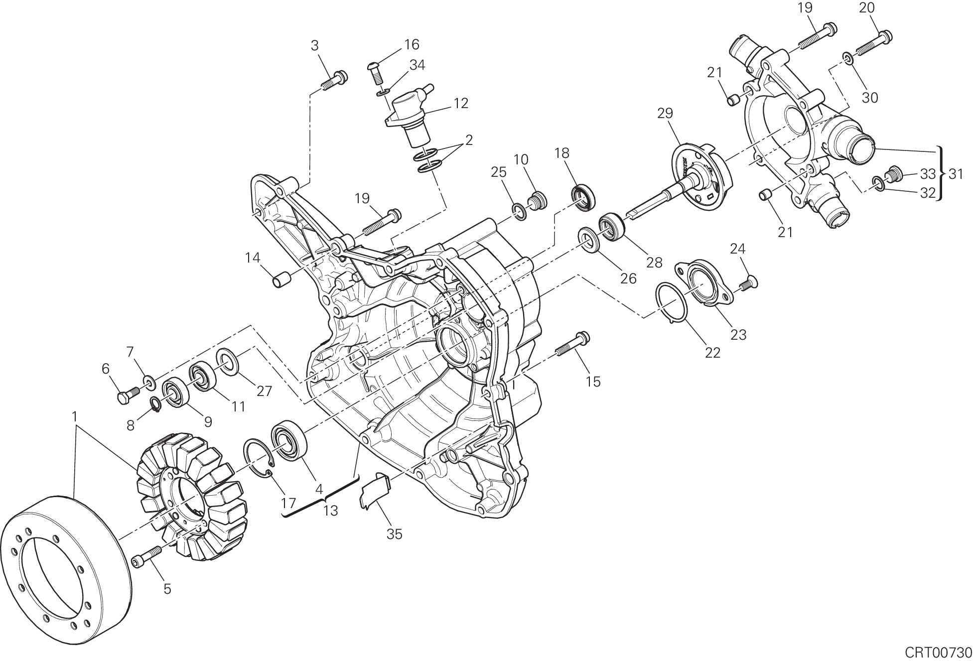 011 COUVERCLE GENERATEUR POUR MULTISTRADA 1200 ENDURO 2016