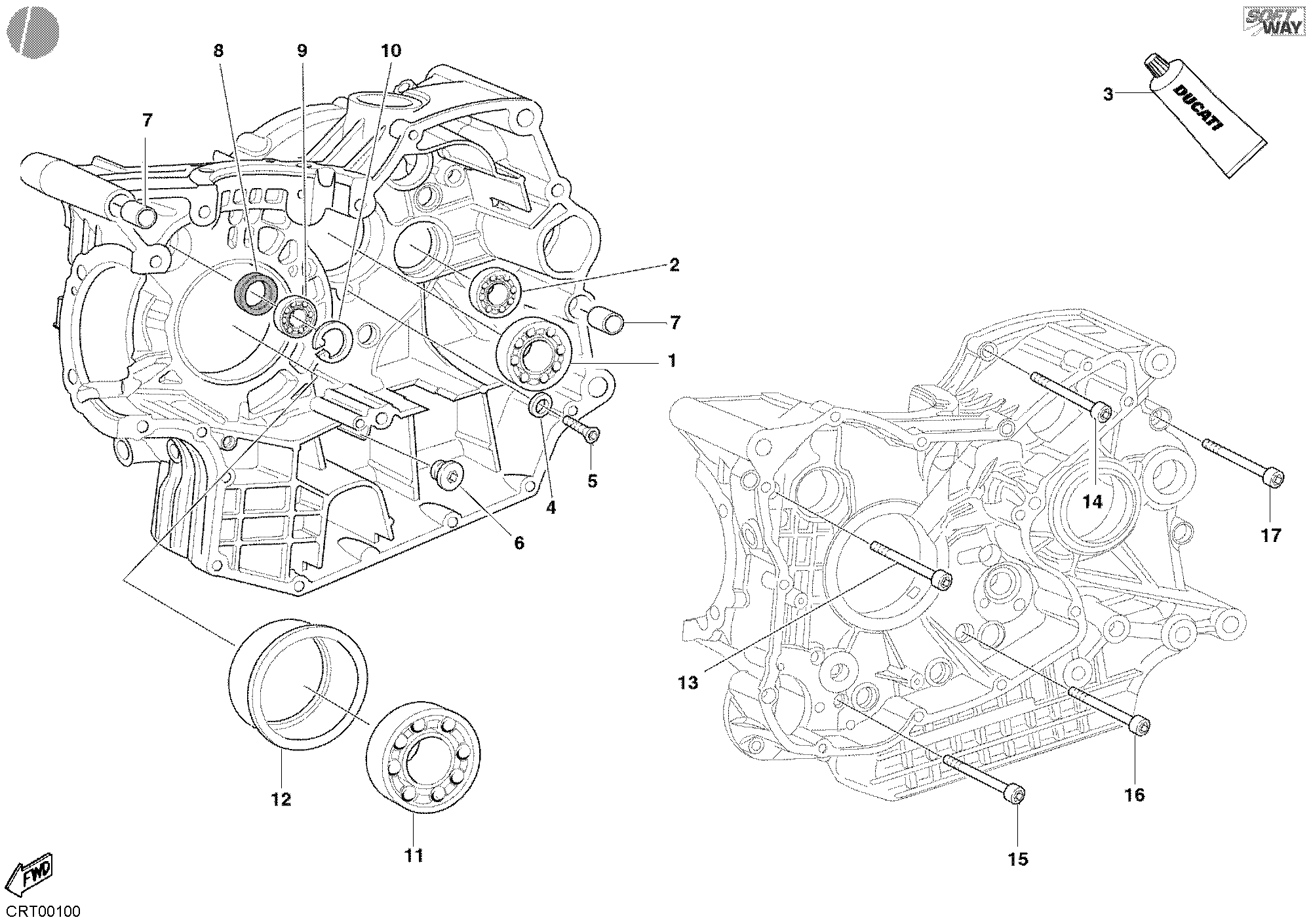 10A ROULEMENTS CARTER MOTEUR POUR SUPERBIKE 998 2002