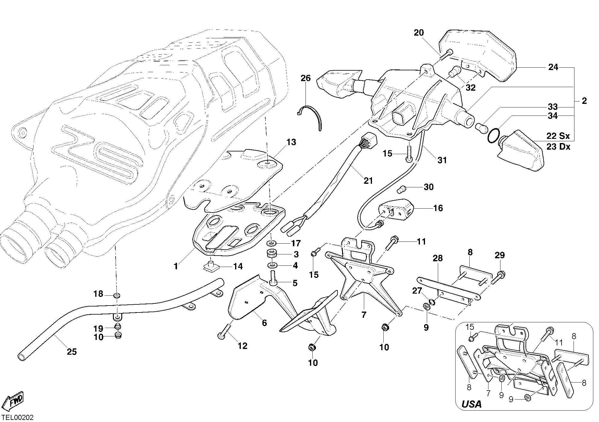 27A FEU ARRIERE POUR SUPERBIKE 749 R 2005