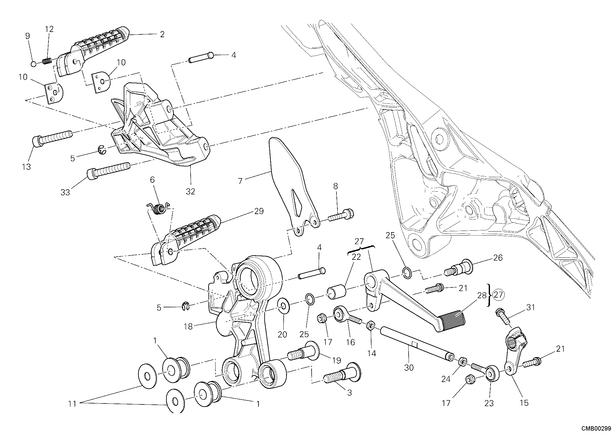 031 REPOSE PIED GAUCHE POUR MONSTER 1100 EVO ABS 2012