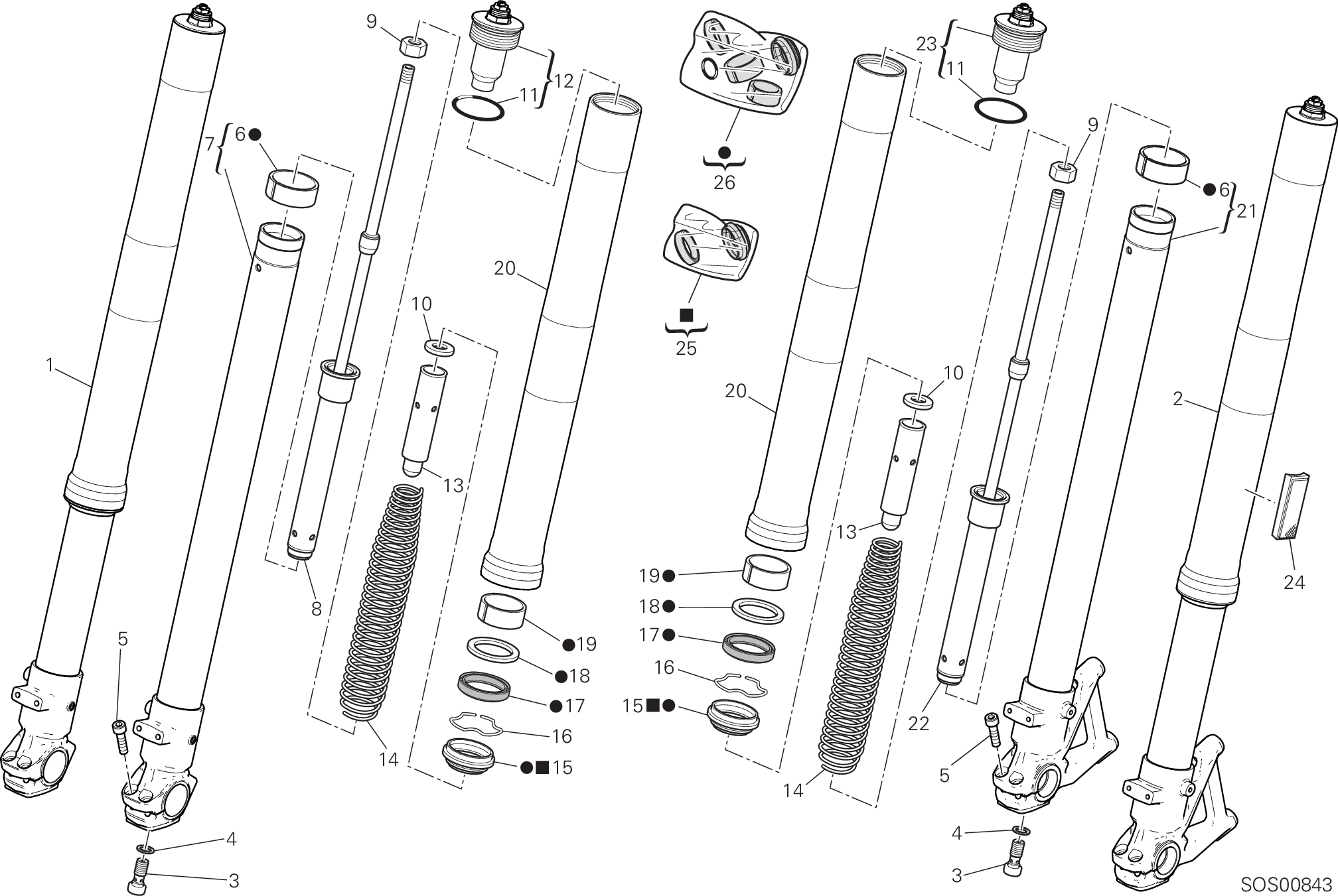 18B FOURCHE AVANT POUR SCRAMBLER DESERT SLED 2020