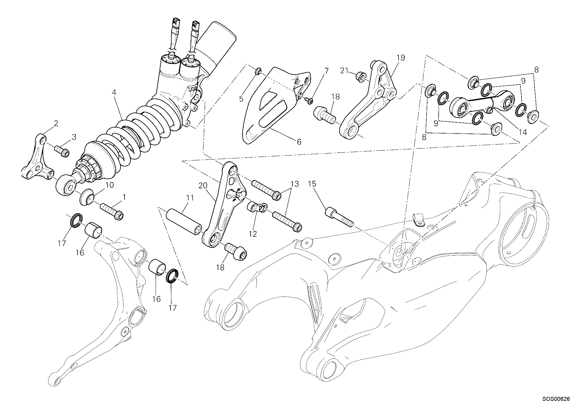 028 AMORTISSEUR ARRIERE POUR SUPERBIKE 1199 PANIGALE S 2012