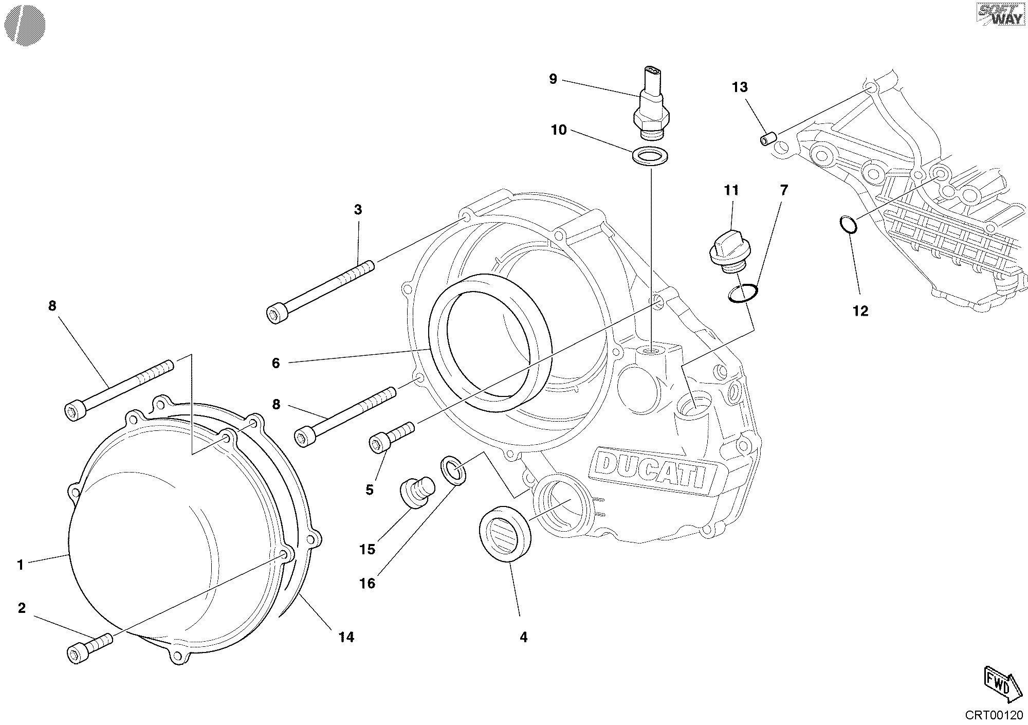 005 COUVERCLE EMBRAYAGE EXTERIEUR POUR SUPERBIKE 998 S BOSTROM 2002