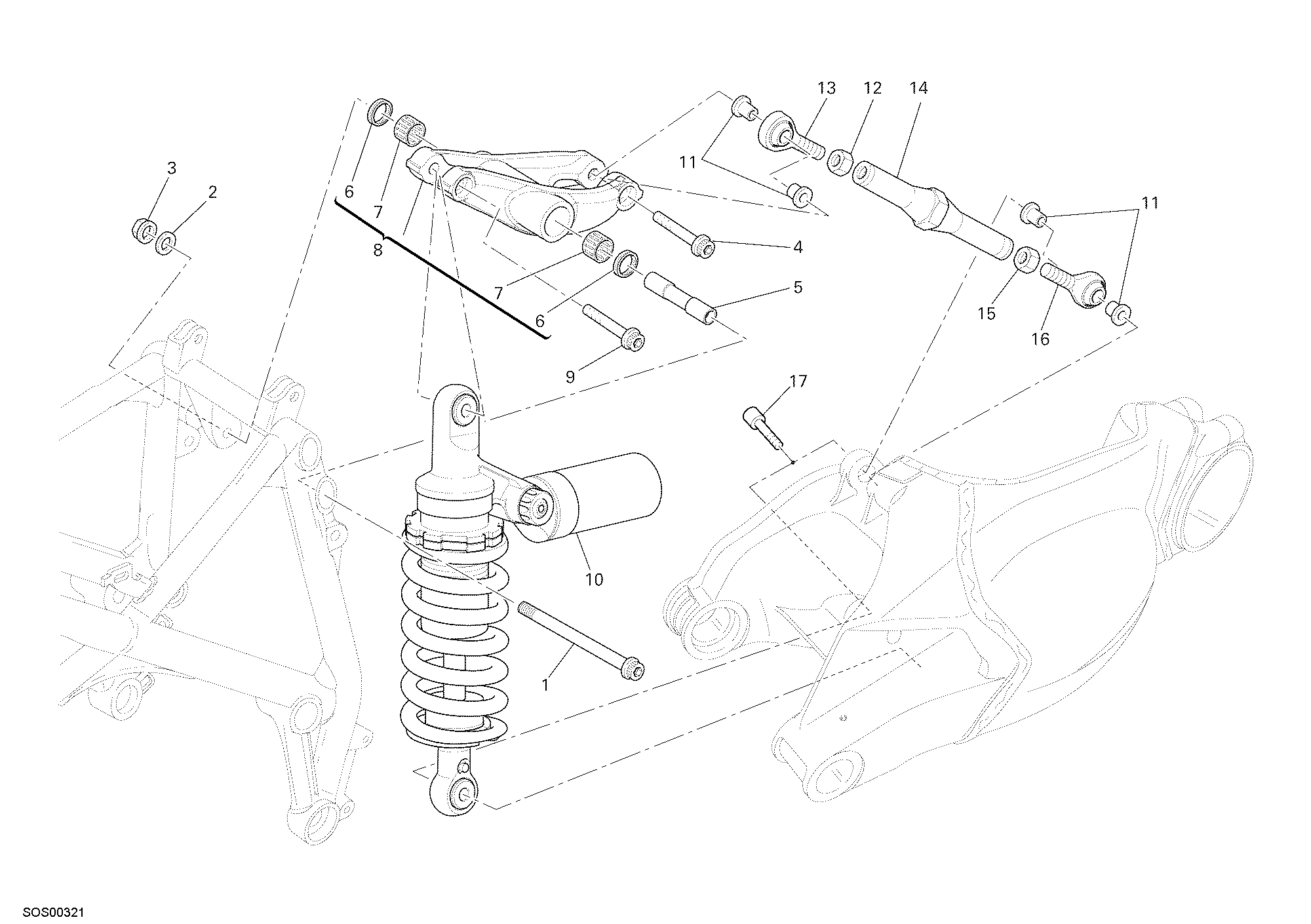 028 AMORTISSEUR ARRIERE POUR SUPERBIKE 1098 S 2007