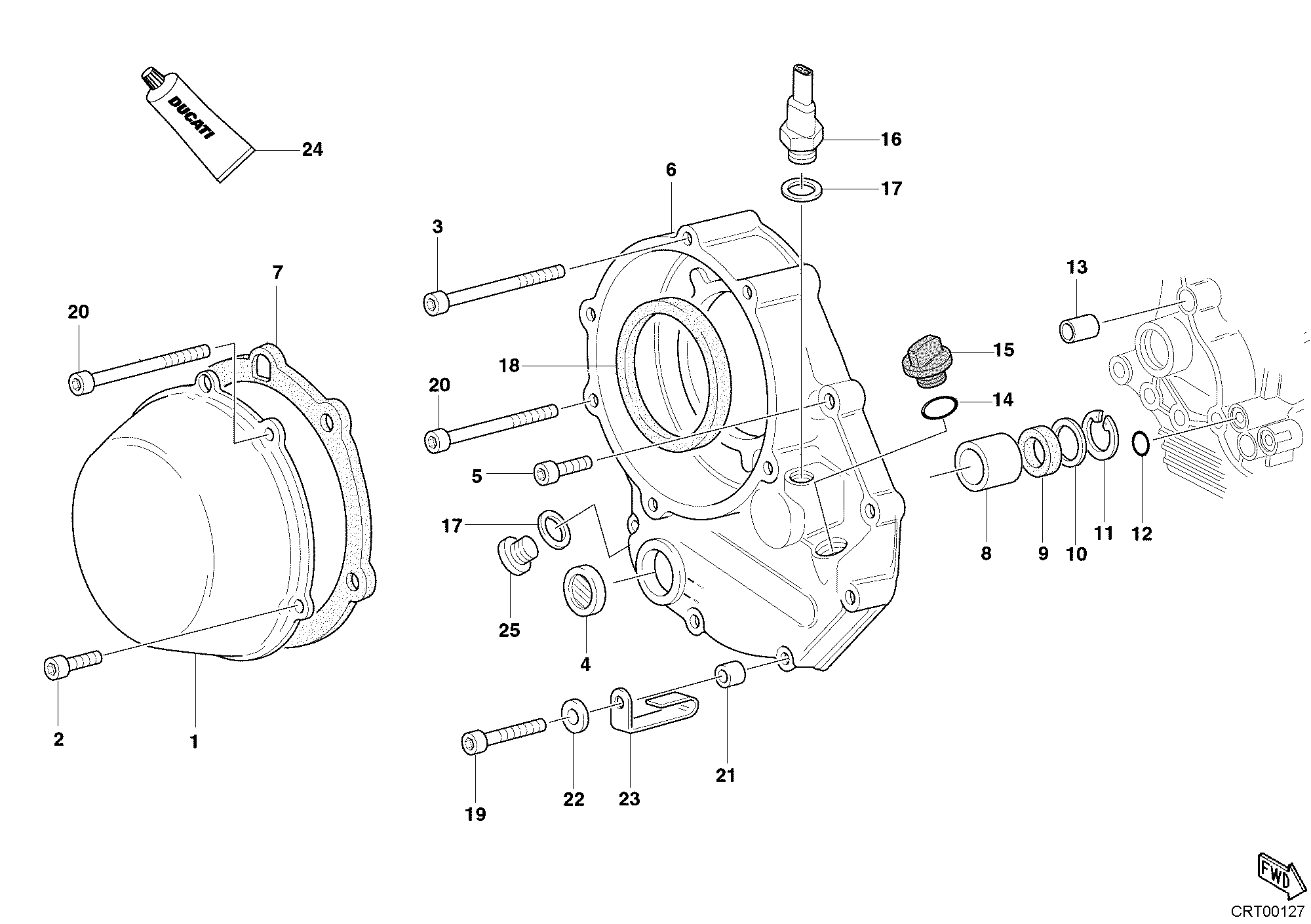 005 COUVERCLE EMBRAYAGE POUR SPORT TOURING ST2 2003