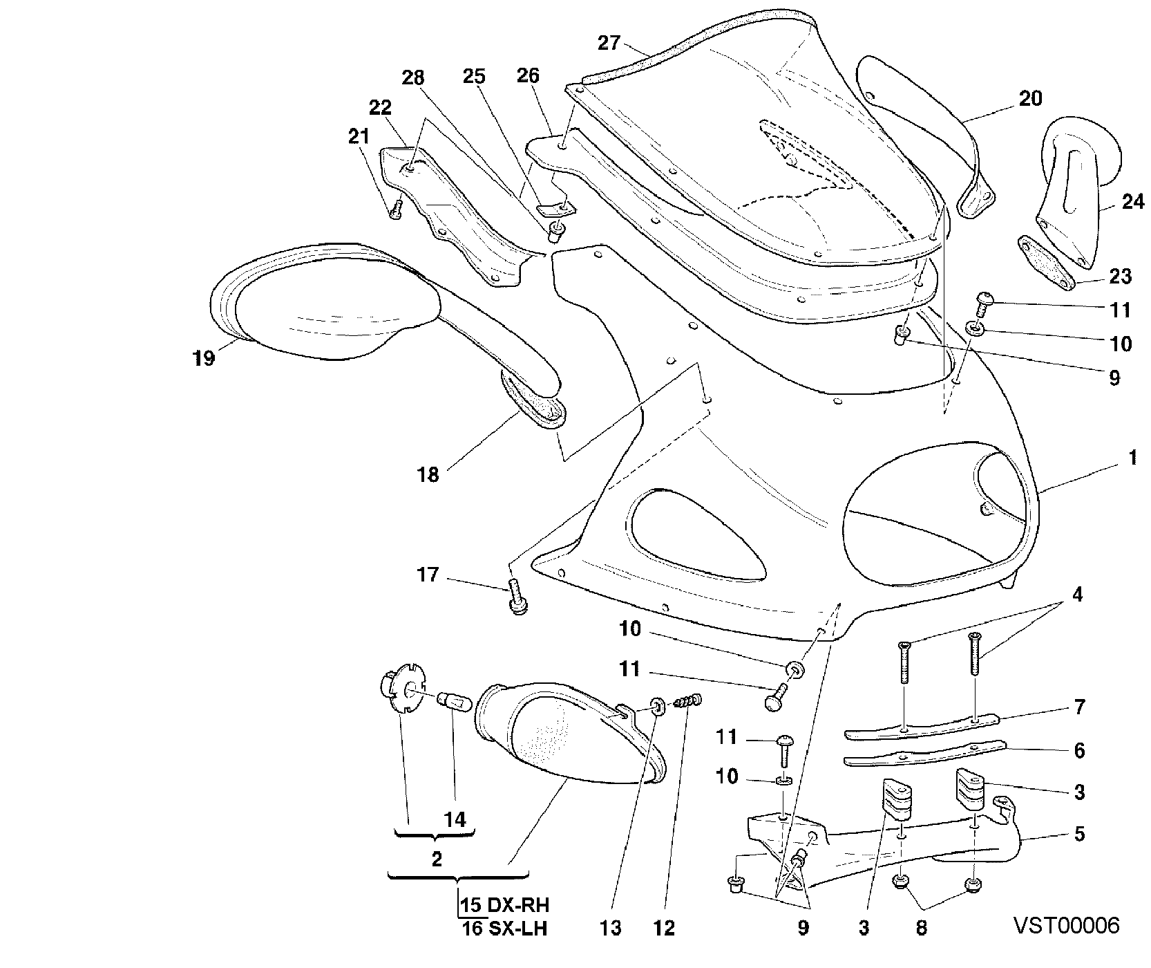 043 CAPOT AVANT POUR SPORT TOURING ST4 2000