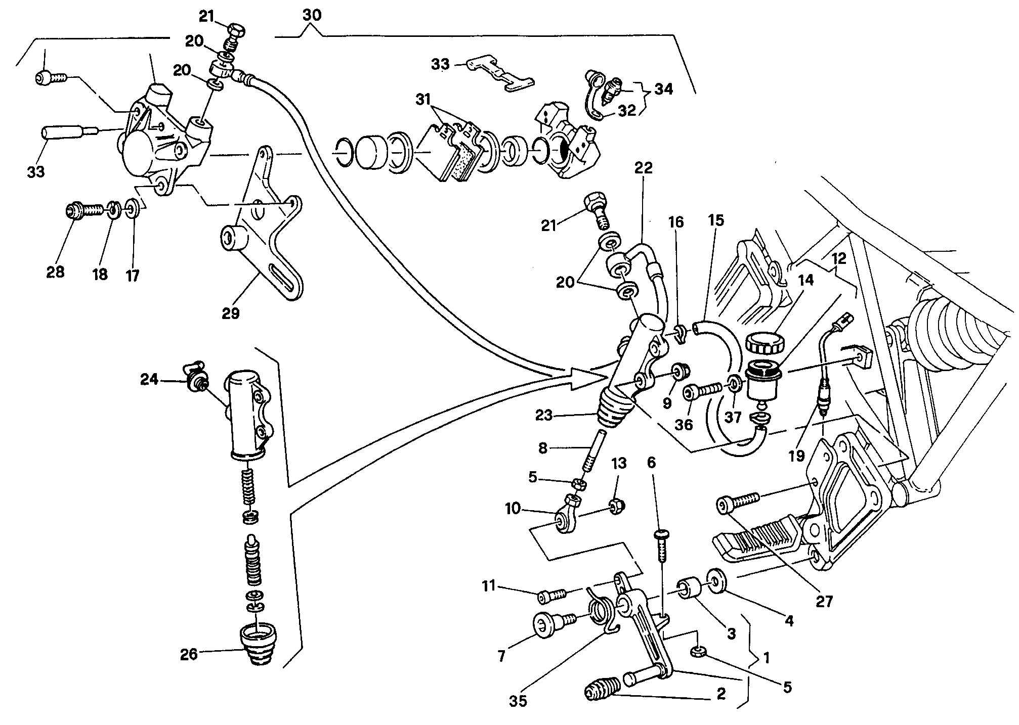 026 SYSTEME DE FREIN ARRIERE DM 001365 POUR SUPERSPORT 750 SS 1991