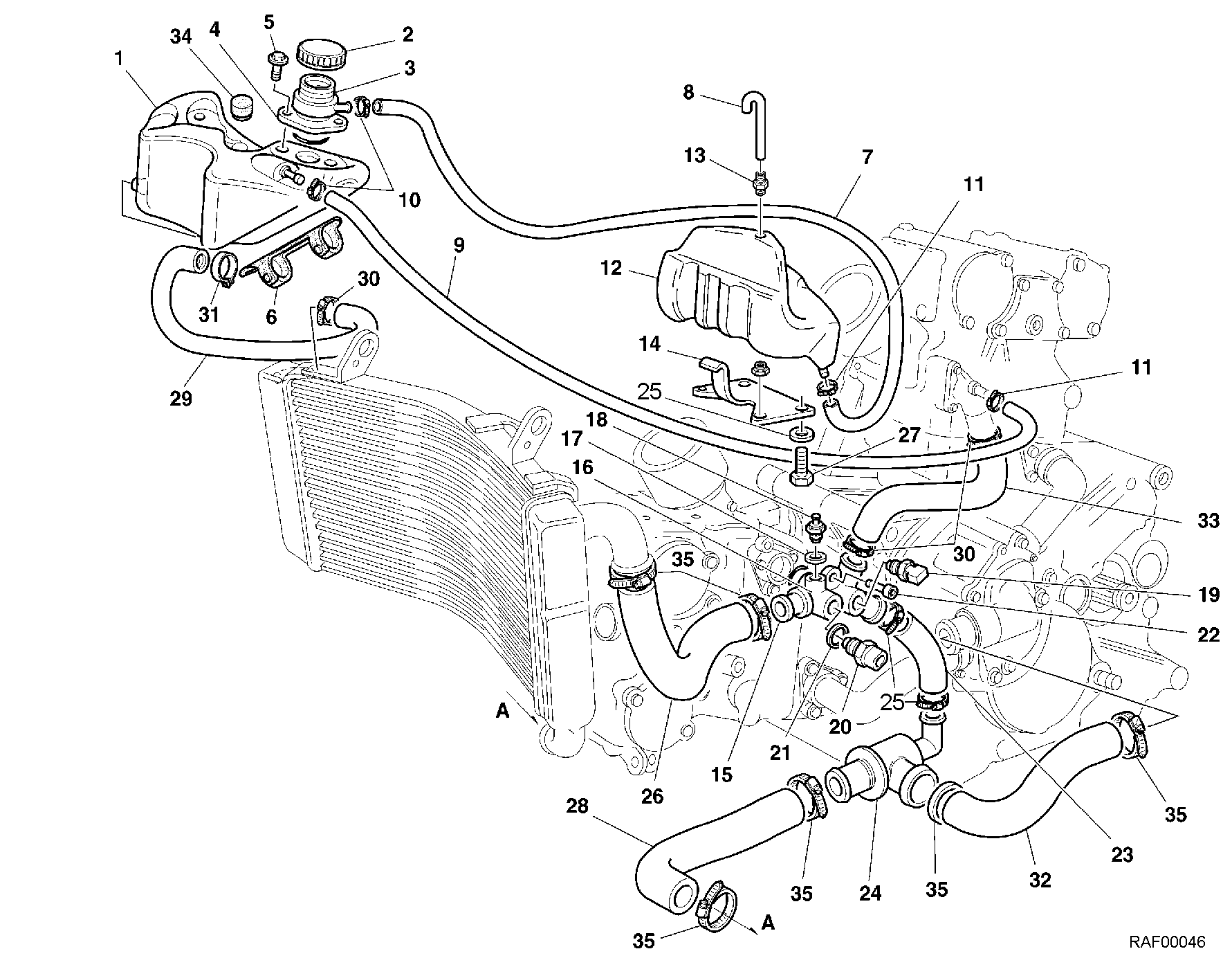 033 CIRCUIT DE REFROIDISSEMENT POUR SUPERBIKE 748 R SINGLE SEAT 2001