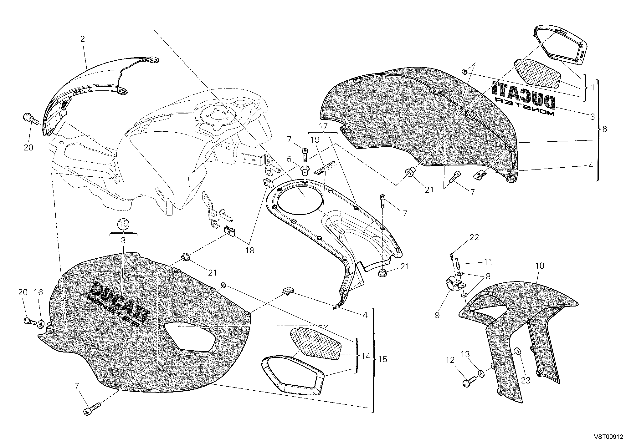 038 HABILLAGE POUR MONSTER 1100 ABS 2010