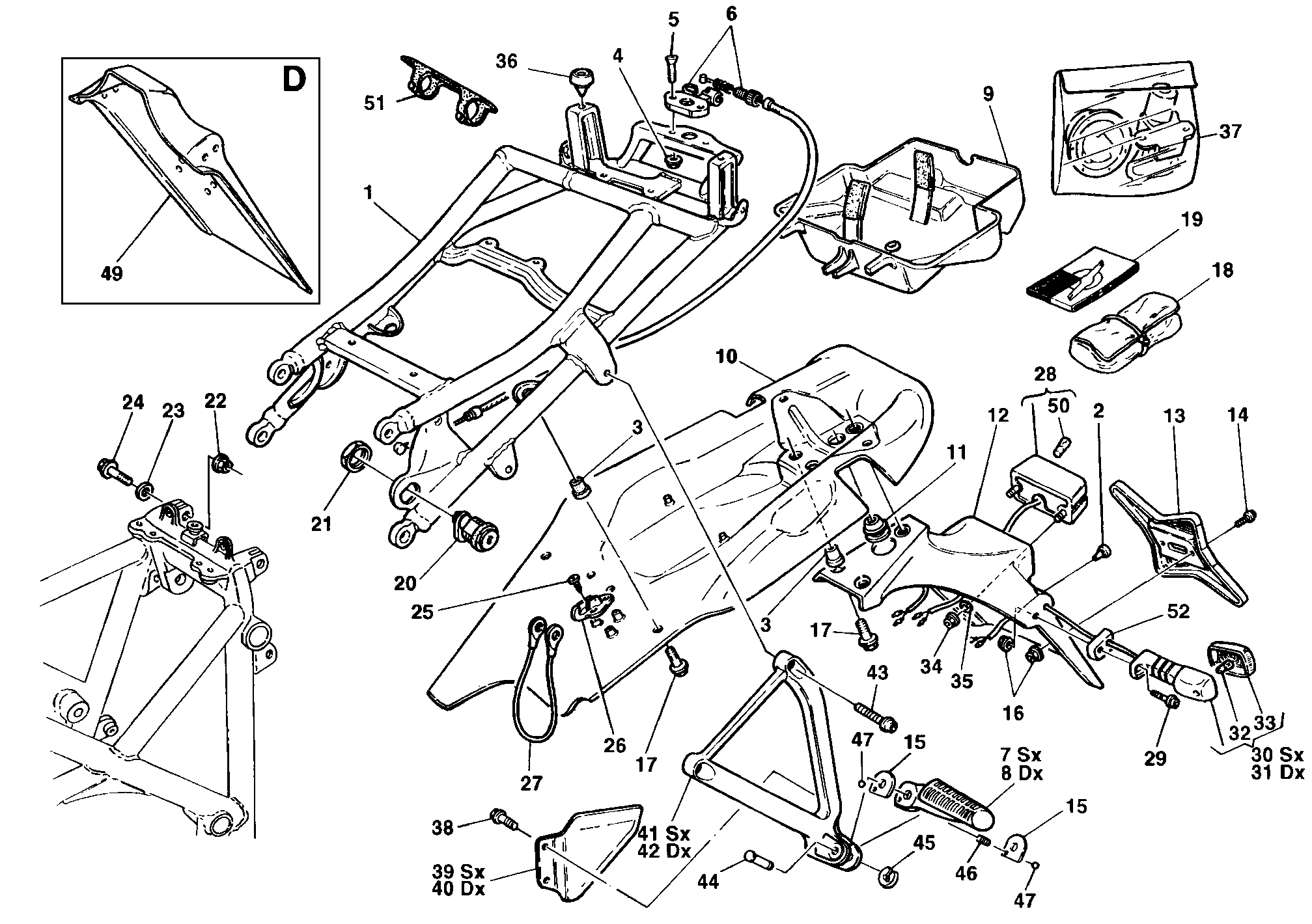 029 CADRE ARRIERE POUR SUPERBIKE 748 1998