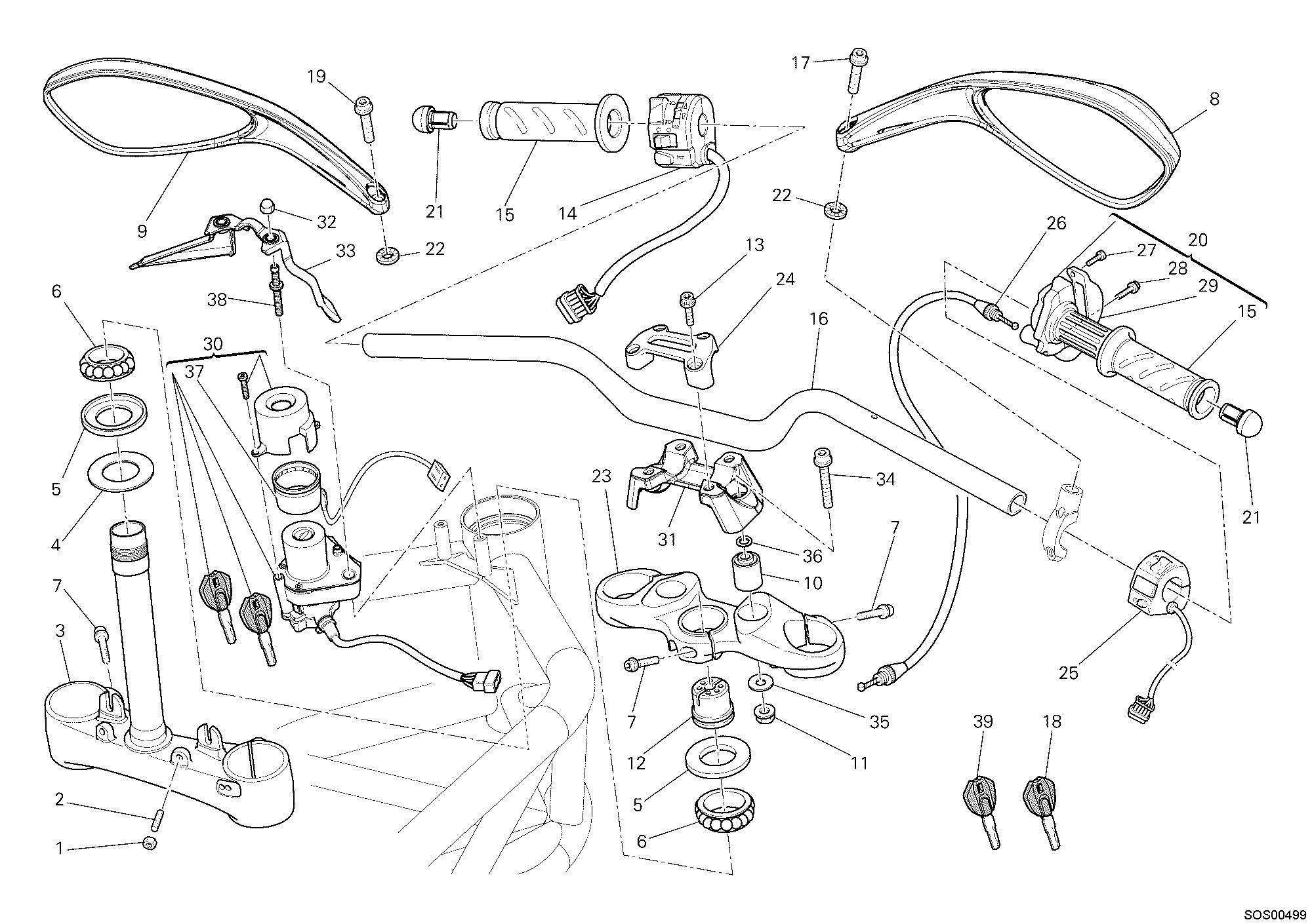 026 GUIDON POUR MONSTER 796 ABS 2012