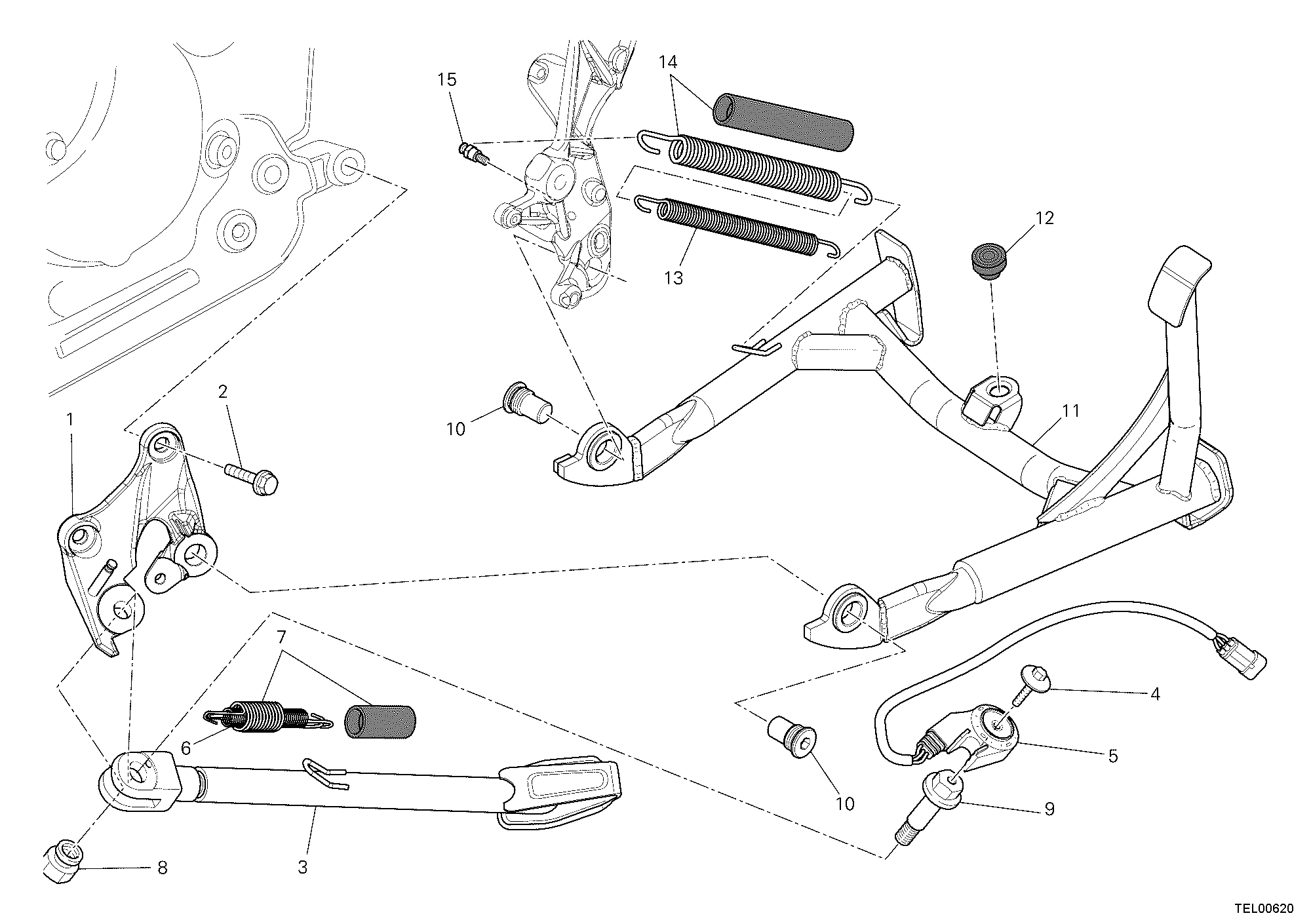 22A BEQUILLE LATERALE POUR MULTISTRADA 1200 S TOURING 2010