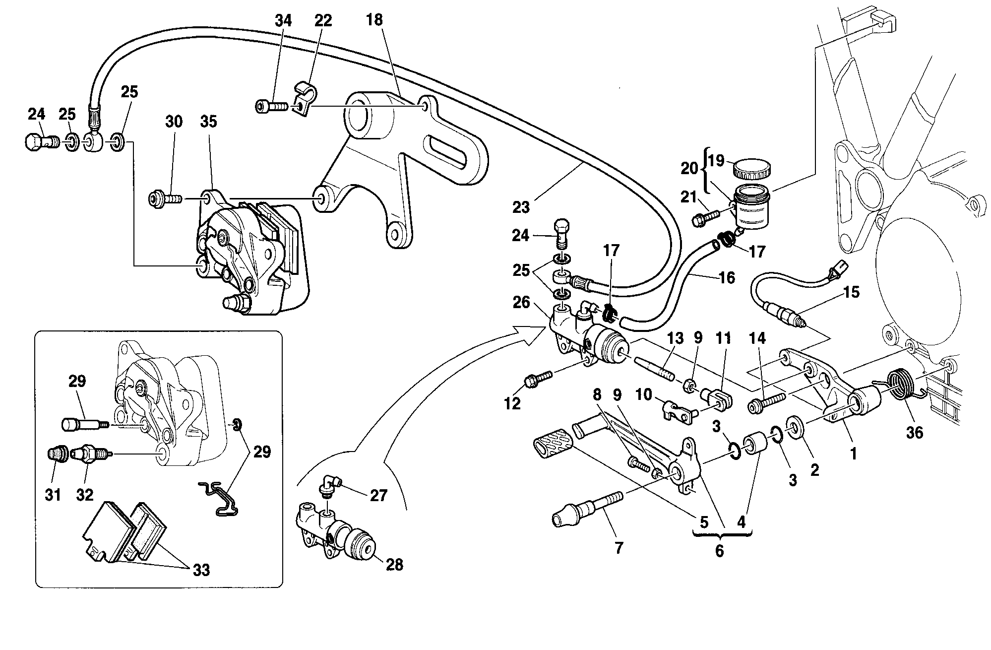 033 SYSTEME DE FREIN ARRIERE POUR SUPERSPORT 900 SS 1998