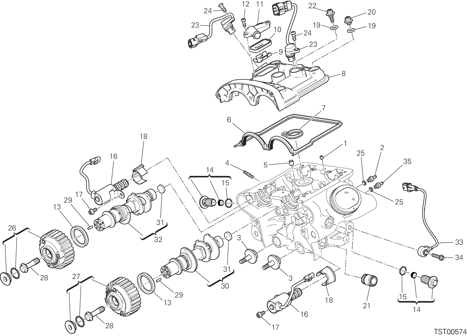 013 CULASSE VERTICALE DISTRIBUTION POUR XDIAVEL 2020