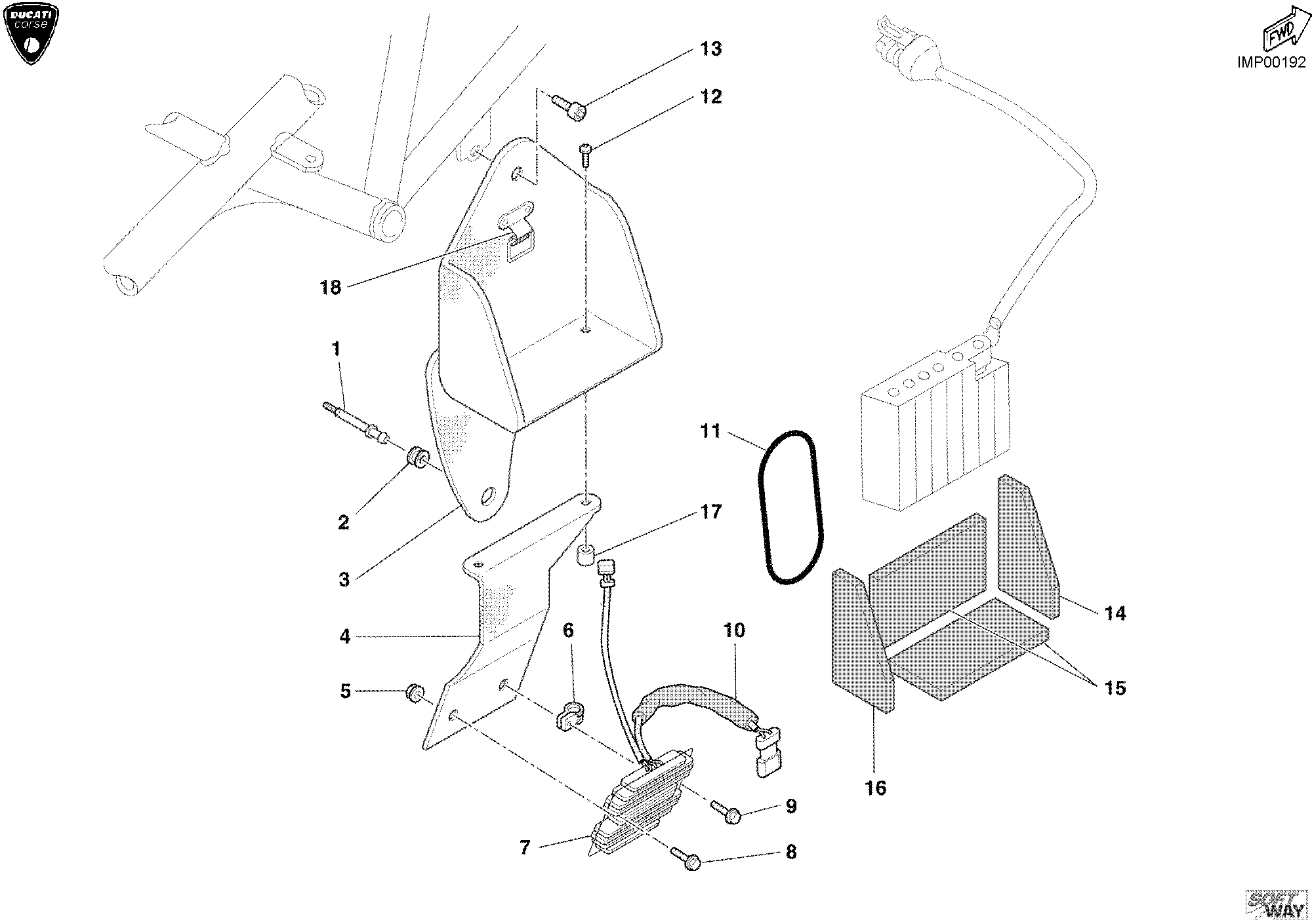 18A SUPPORT BATTERIE POUR SUPERBIKE 998 RS 2003