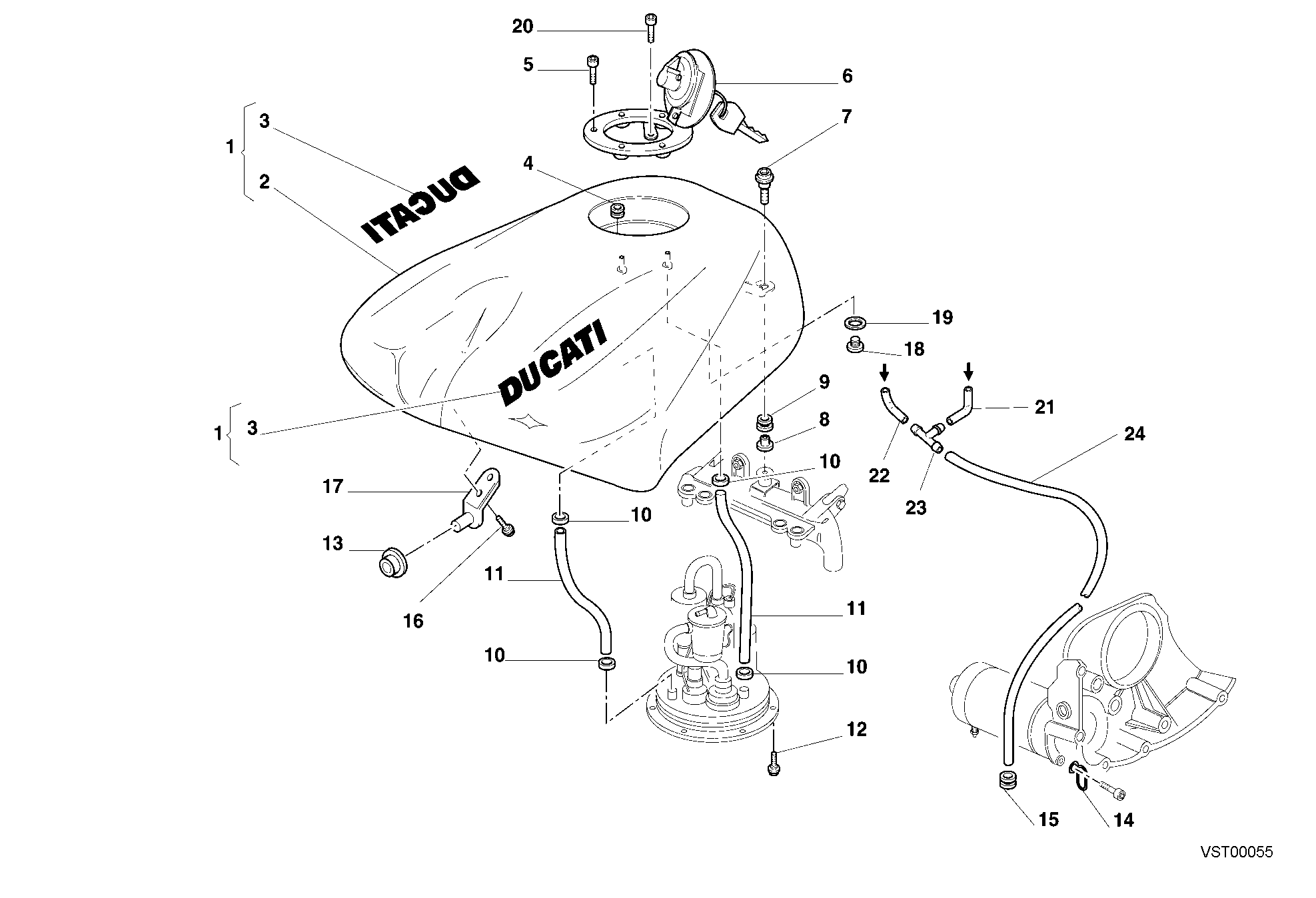 034 RESERVOIR CARBURANT POUR SUPERBIKE 748 2000