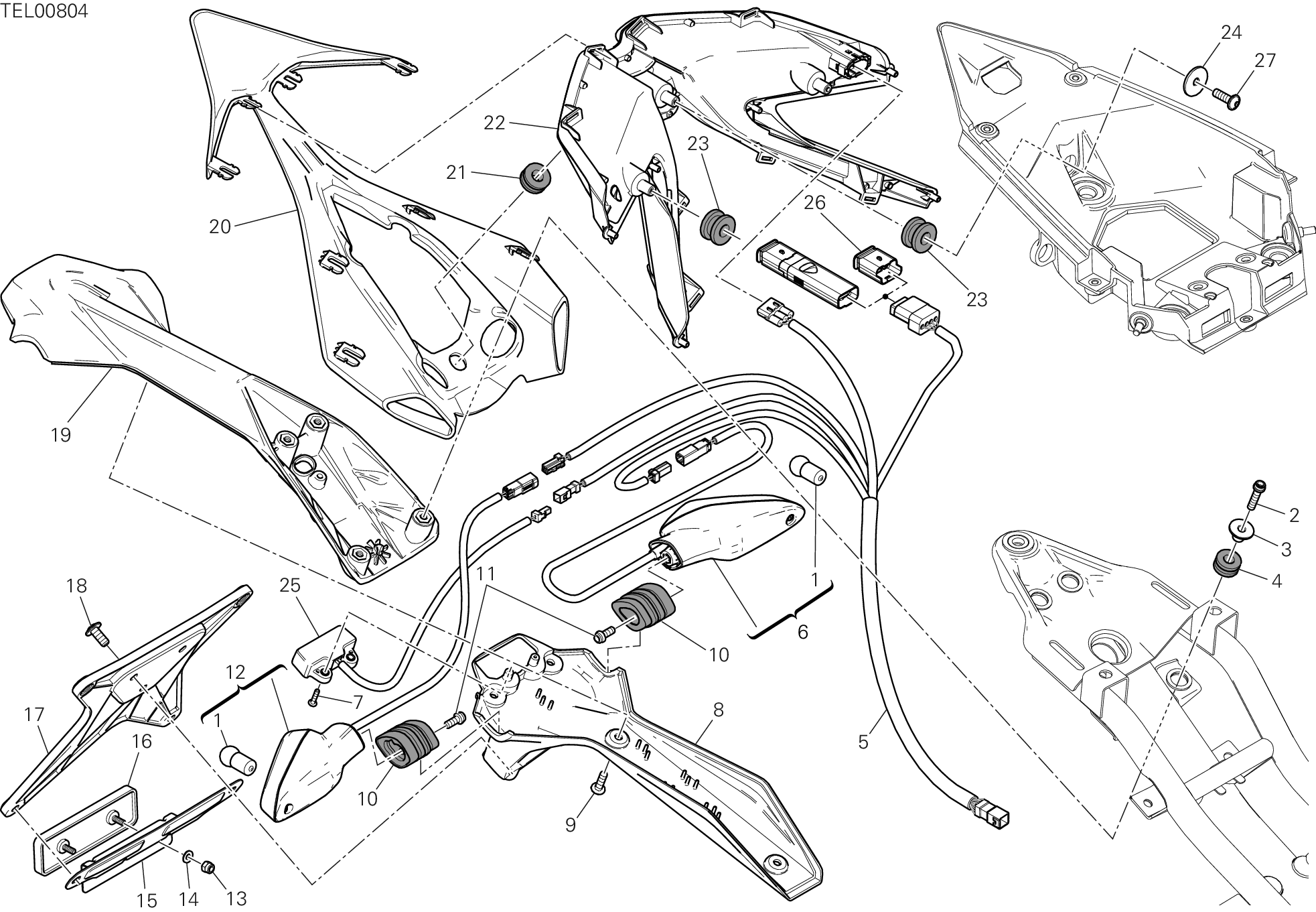27A SUPPORT PLAQUE IMMATRICUL FEU ARRIERE POUR SUPERBIKE 899 PANIGALE ABS 2014