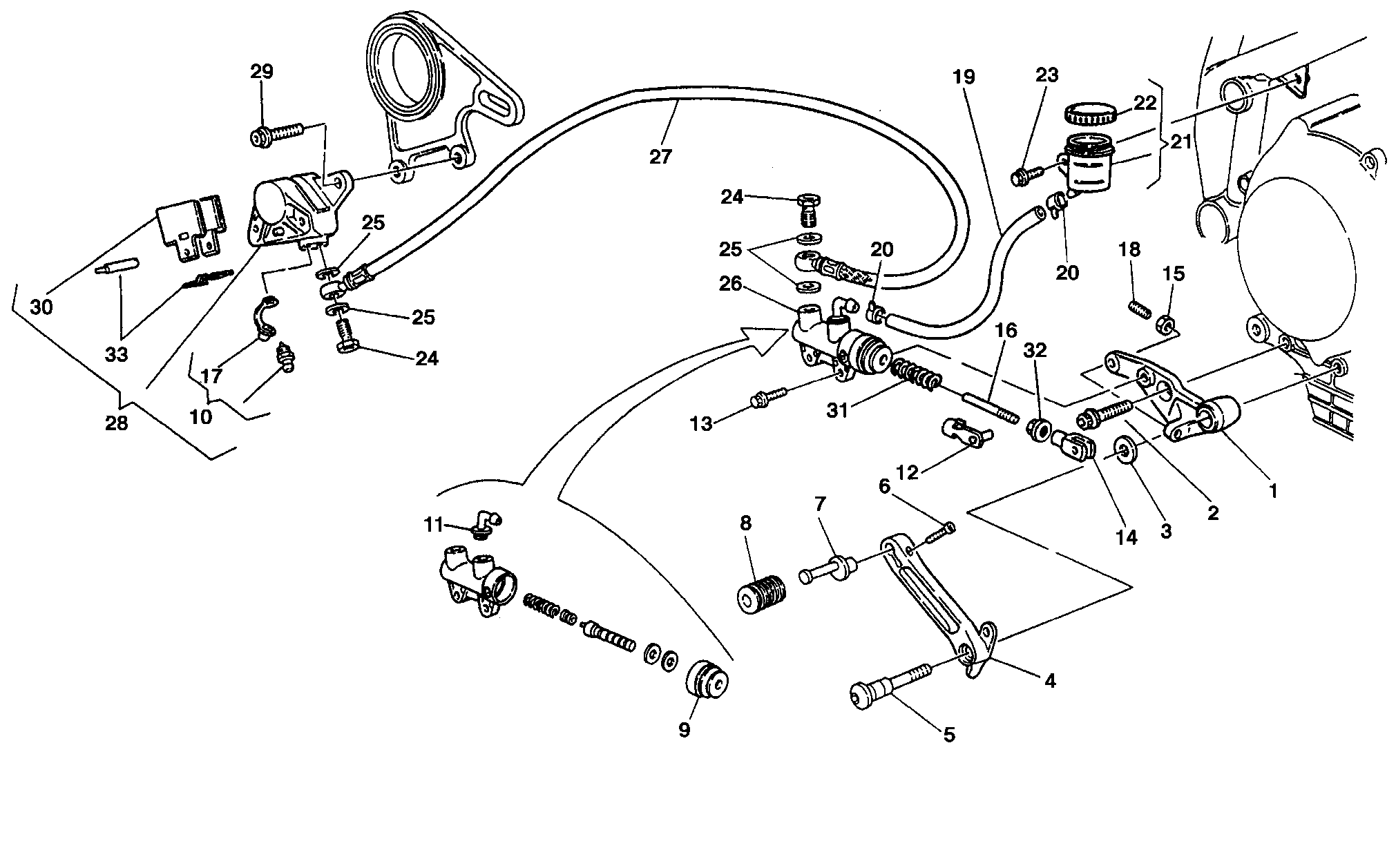 026 SYSTEME DE FREIN ARRIERE POUR SUPERBIKE 748 R SINGLE SEAT 1998