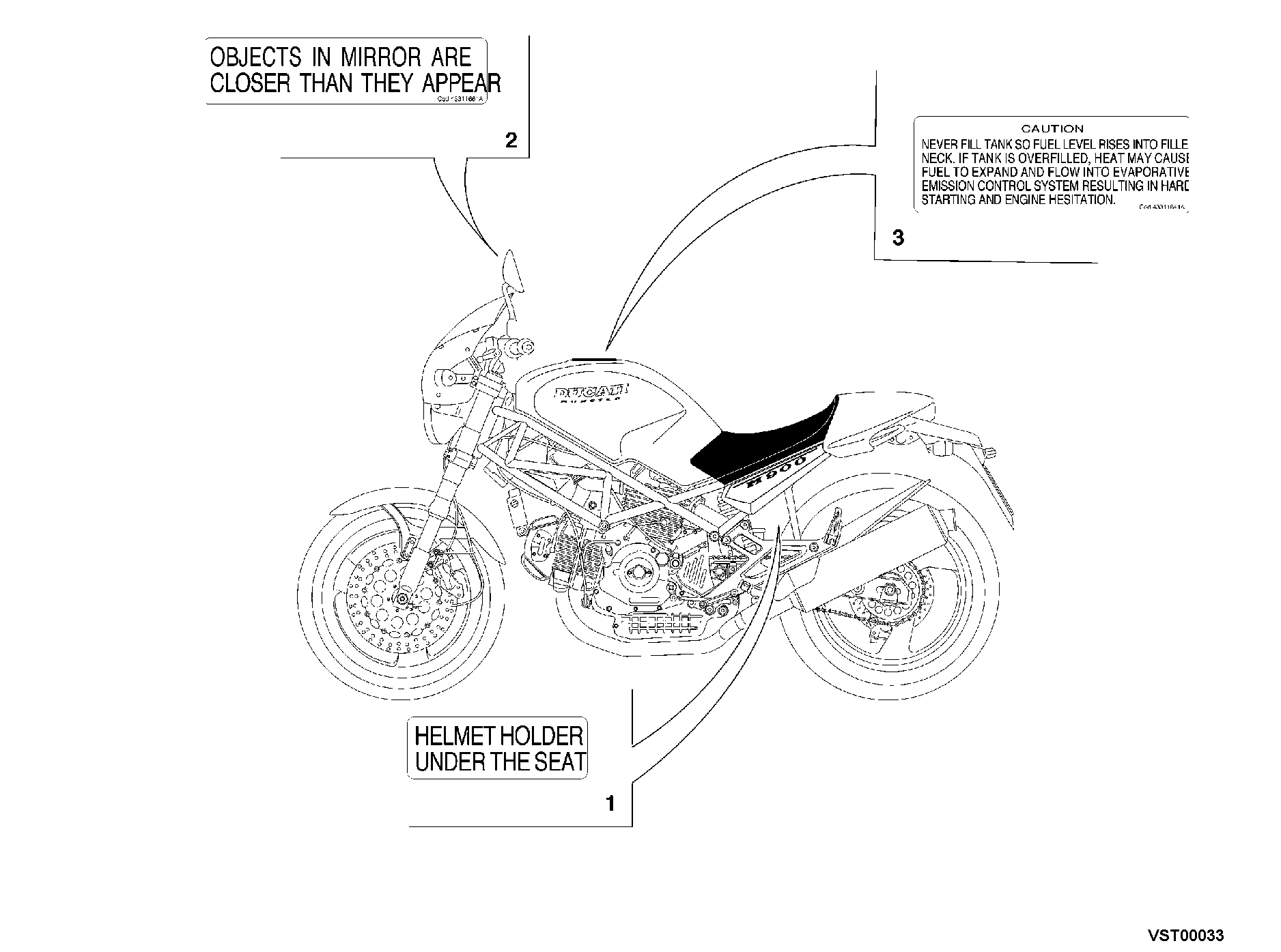 041 ETIQUETTES AVERTISSEMENT USA POUR MONSTER 1000 2003