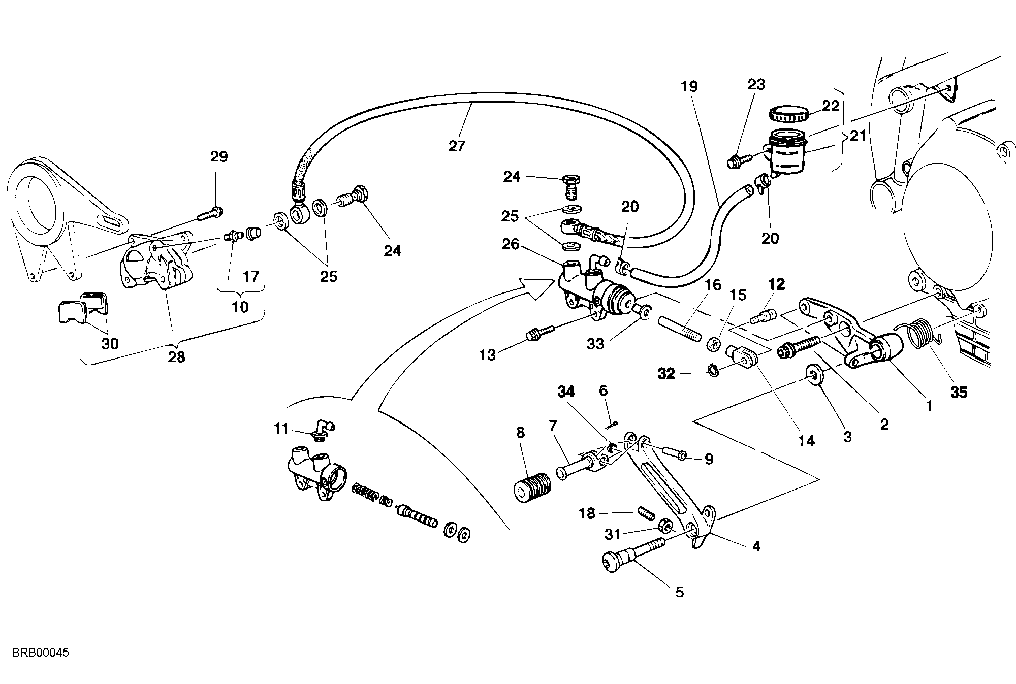 026 SYSTEME DE FREIN ARRIERE POUR SUPERBIKE 996 RS 2001