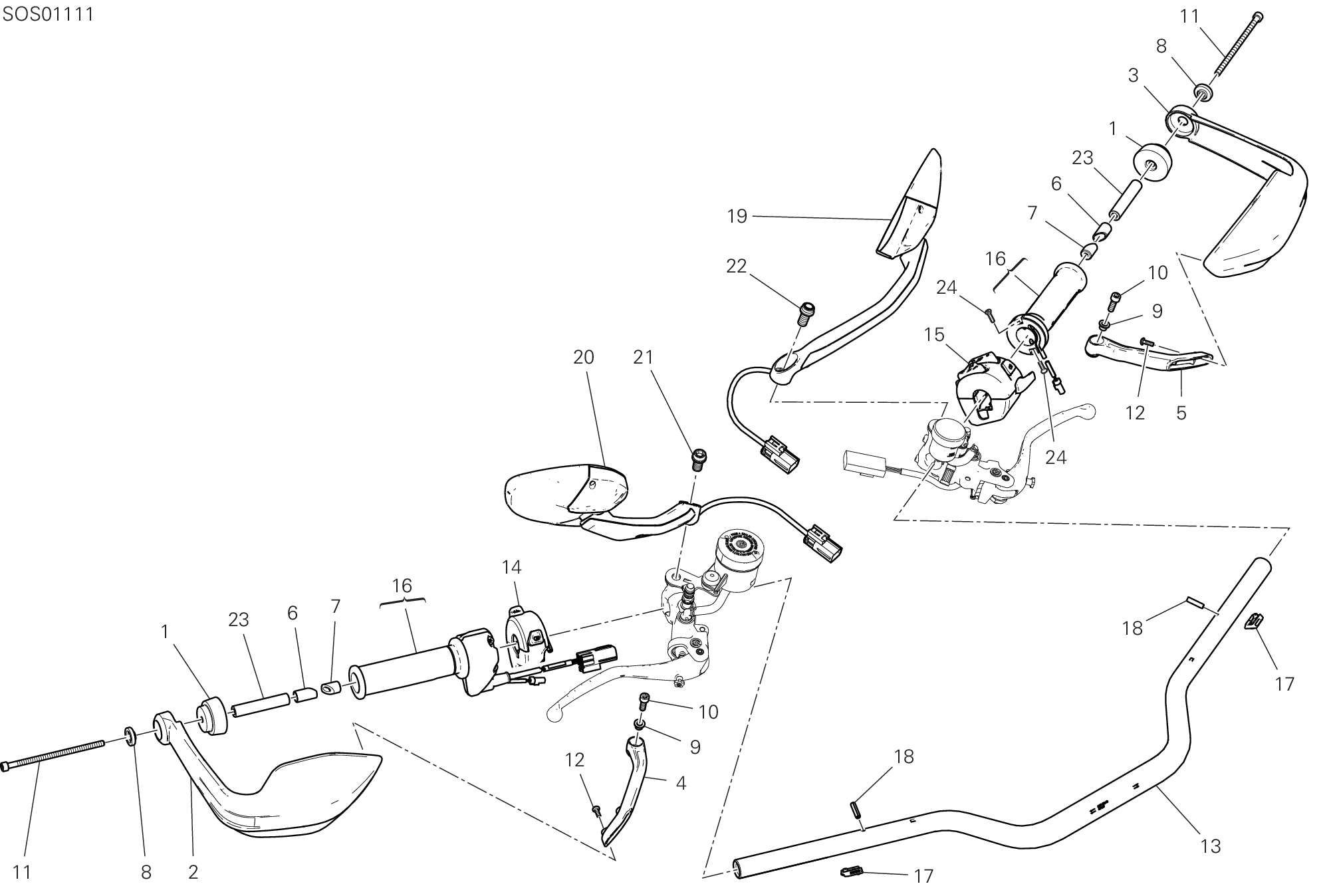 22A GUIDON ET COMMANDES POUR MULTISTRADA V4 RALLY RADAR FULL 2023