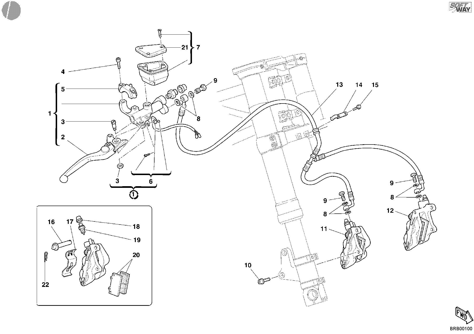 028 SYSTEME DE FREIN AVANT POUR SPORT TOURING ST3 2004