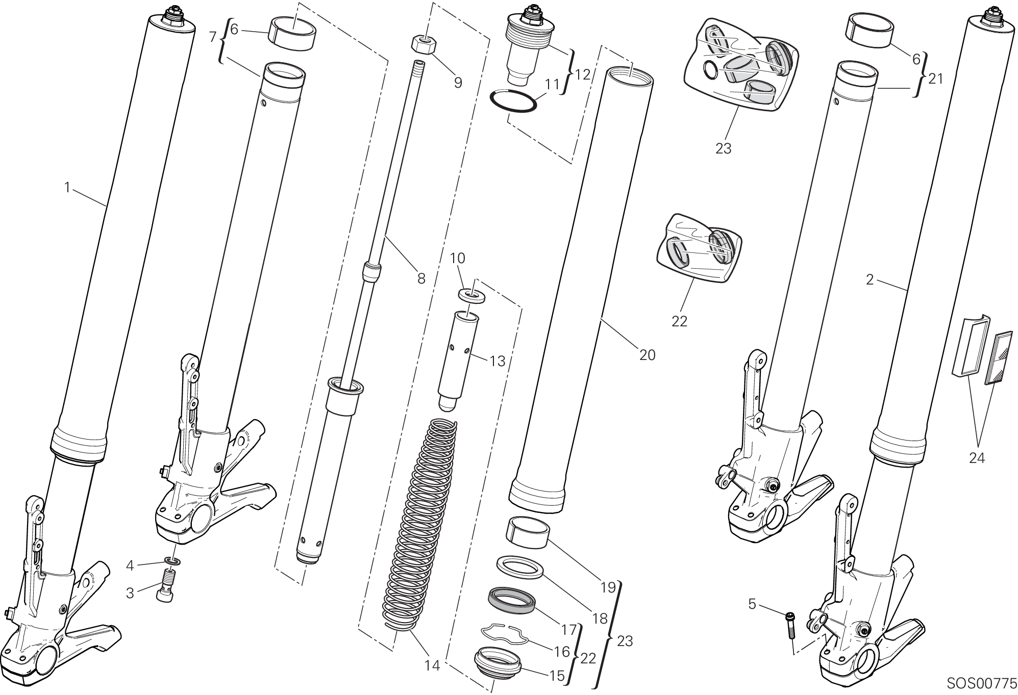 21A FOURCHE AVANT POUR MULTISTRADA 1260 ABS 2020