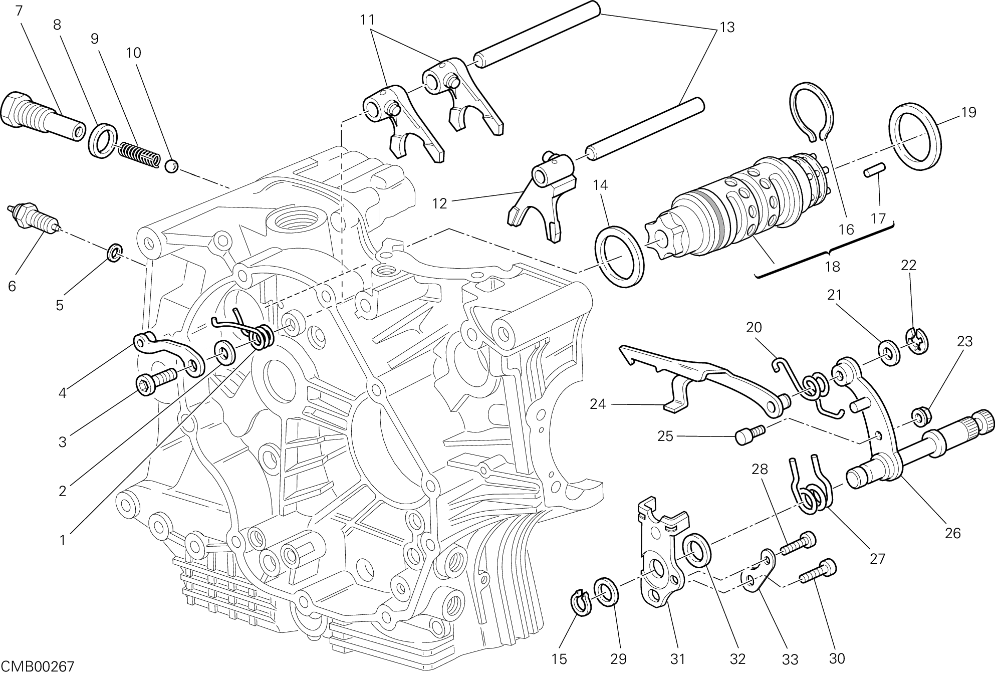 002 ARBRE SELECTEUR DE VITESSES POUR HYPERMOTARD 1100 2009