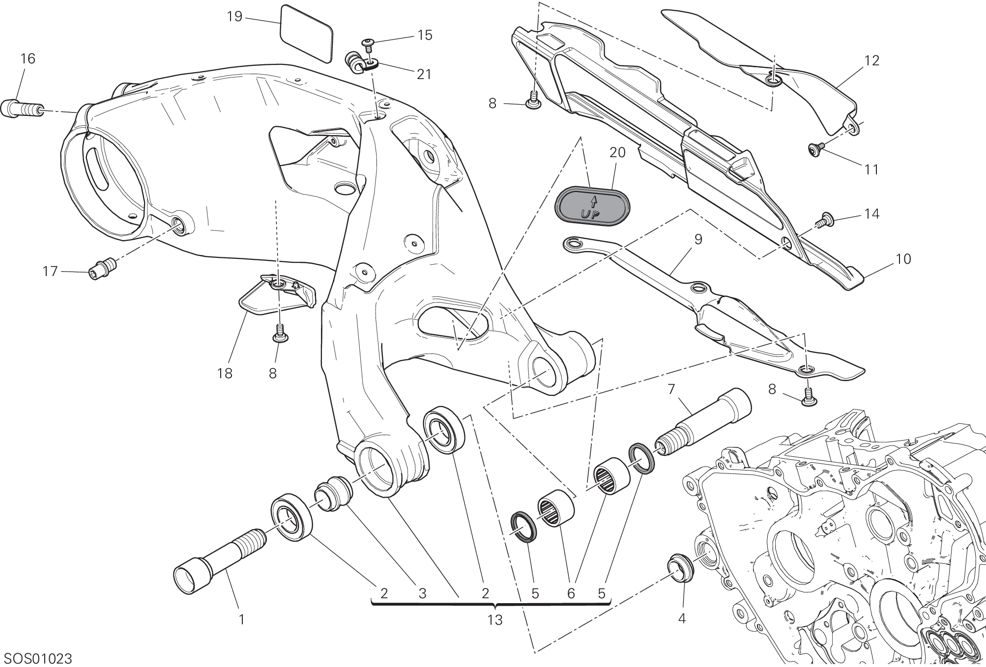 19A BRAS OSCILLANT ARRIERE POUR SUPERBIKE PANIGALE V2 2022
