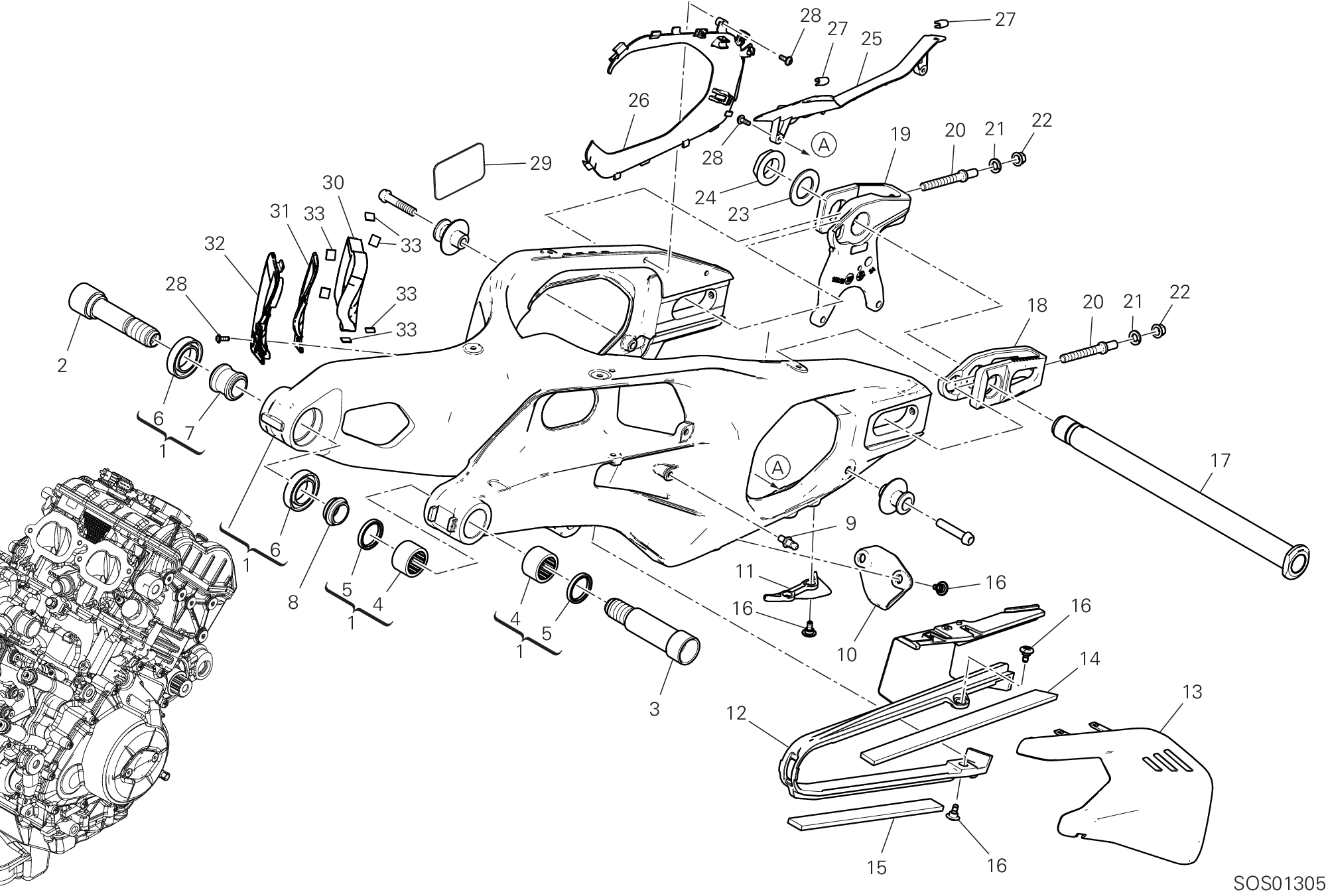 19A BRAS OSCILLANT ARRIERE POUR SUPERBIKE PANIGALE V4 2025