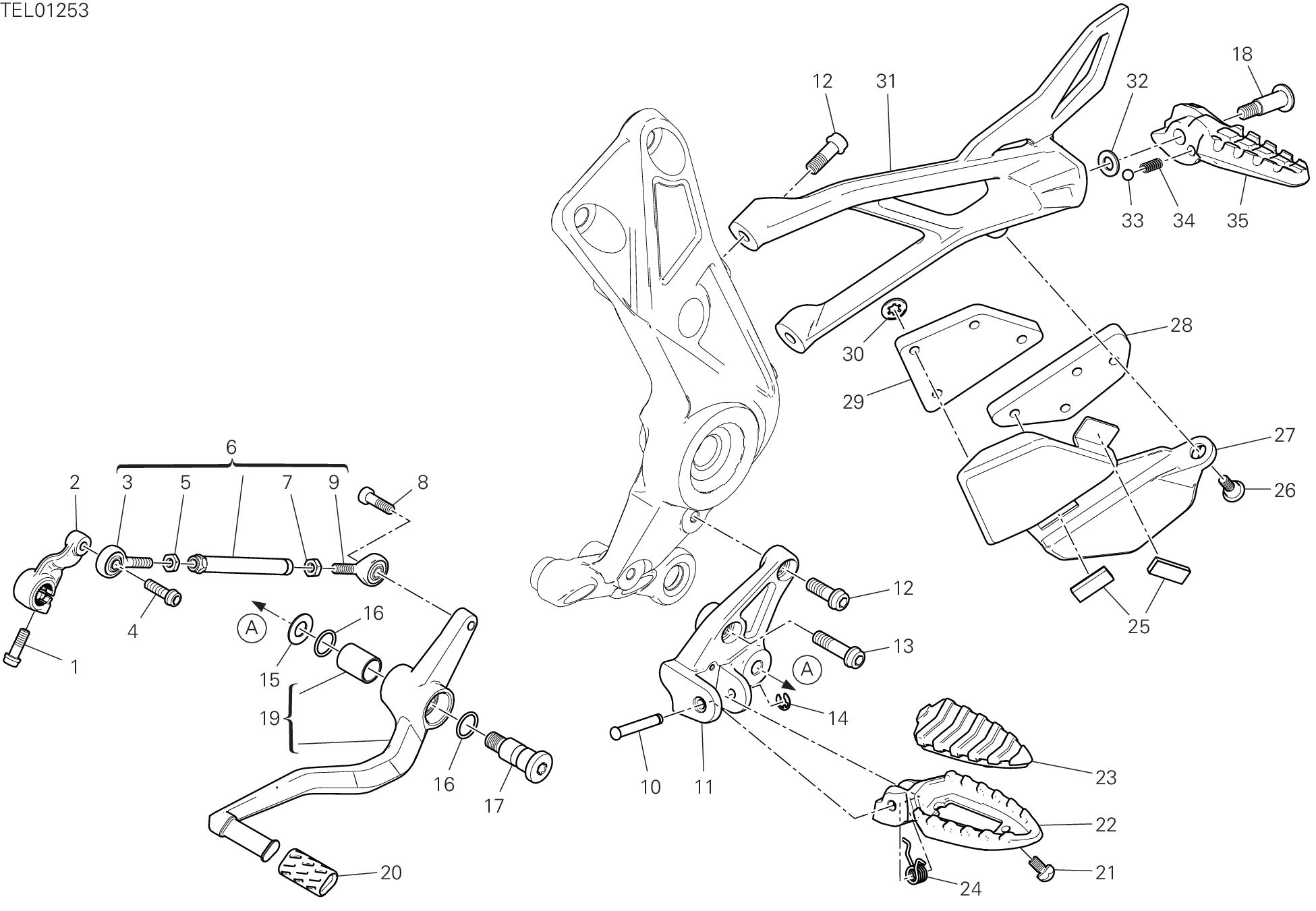 25A REPOSE PIED GAUCHE POUR DIAVEL 1260 2019