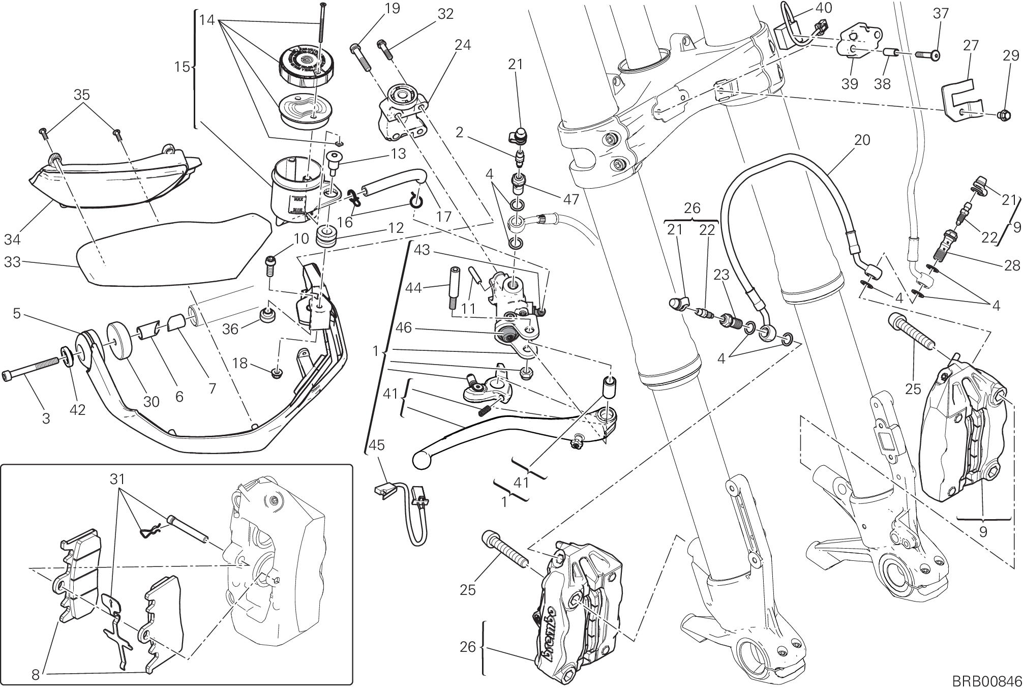 024 SYSTEME DE FREIN AVANT POUR MULTISTRADA 1200 ENDURO 2016