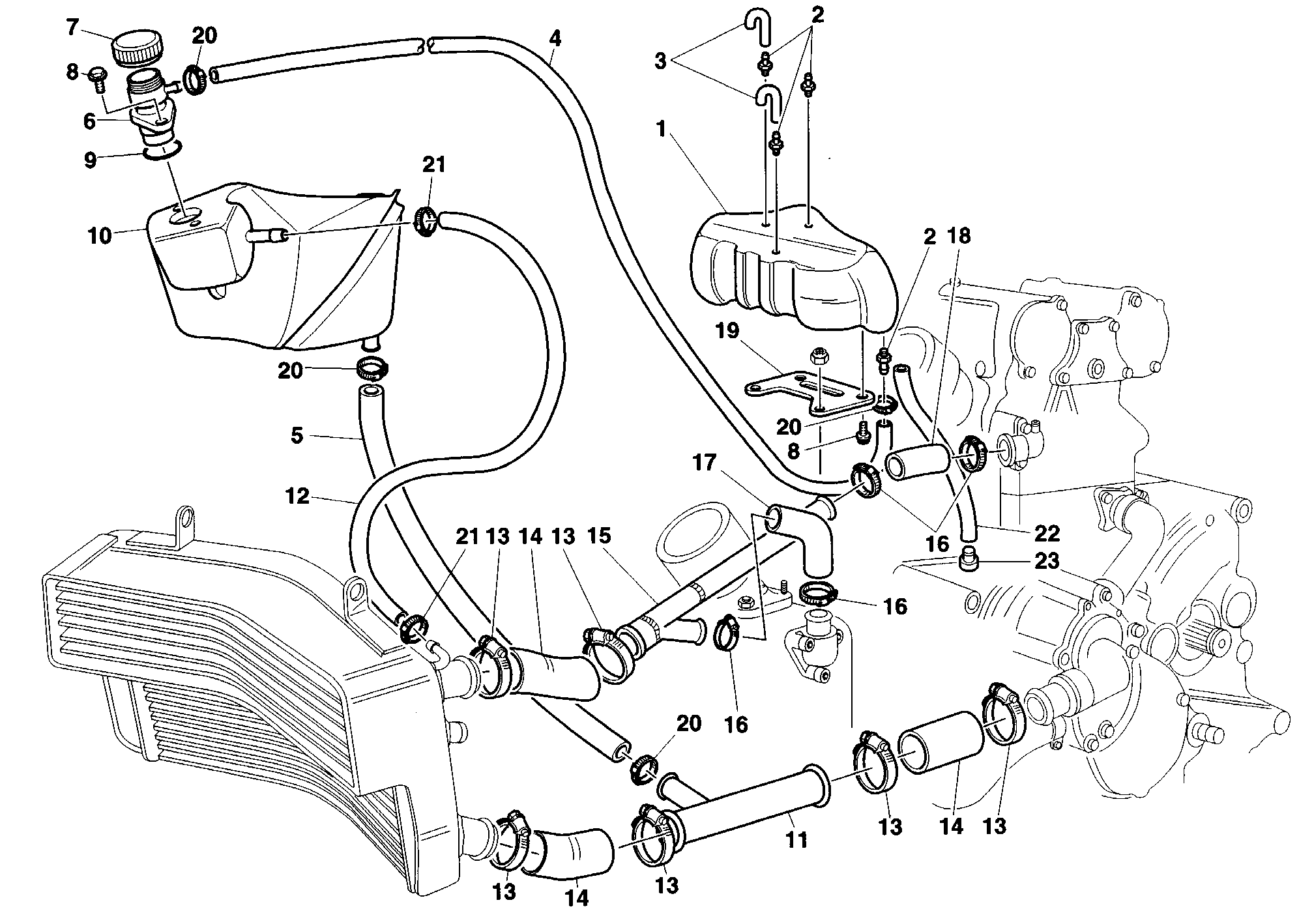 033 CIRCUIT DE REFROIDISSEMENT POUR SUPERBIKE 748 R SINGLE SEAT 1998