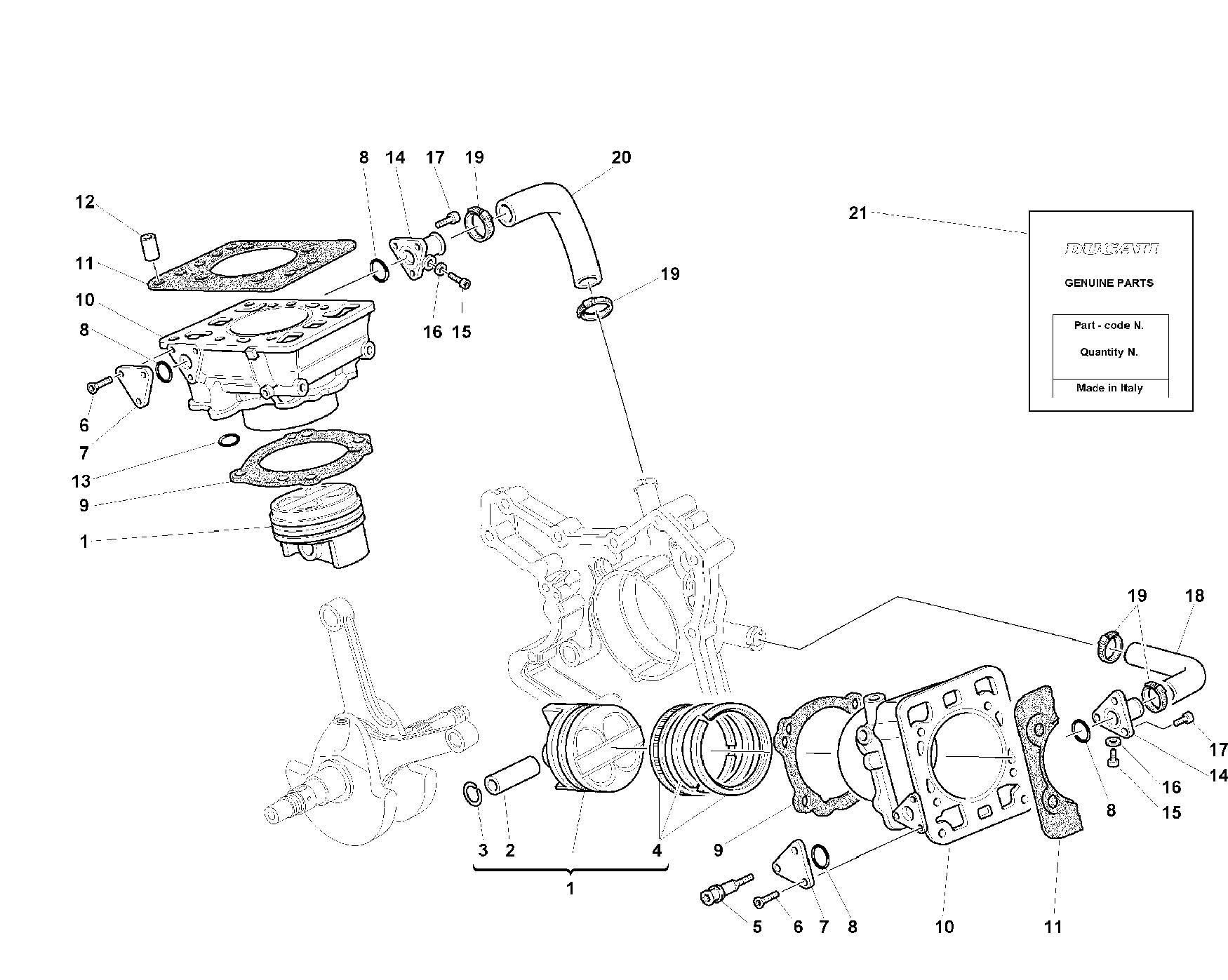 070 CYLINDRE PISTON POUR SUPERBIKE 748 SPS 1999
