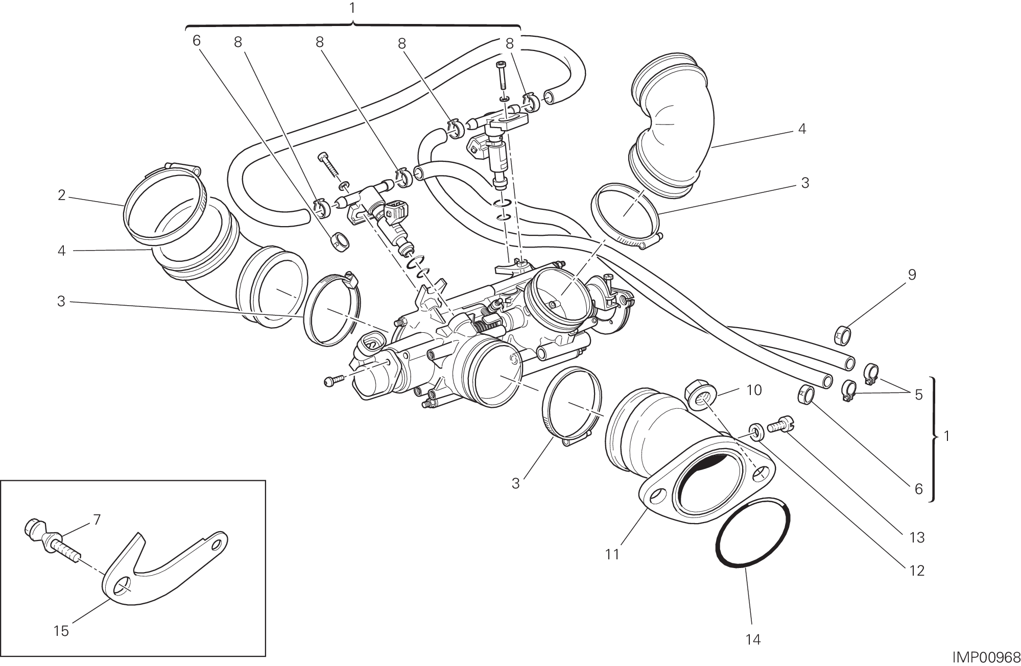 016 CORPS PAPILLON POUR MULTISTRADA 620 2006