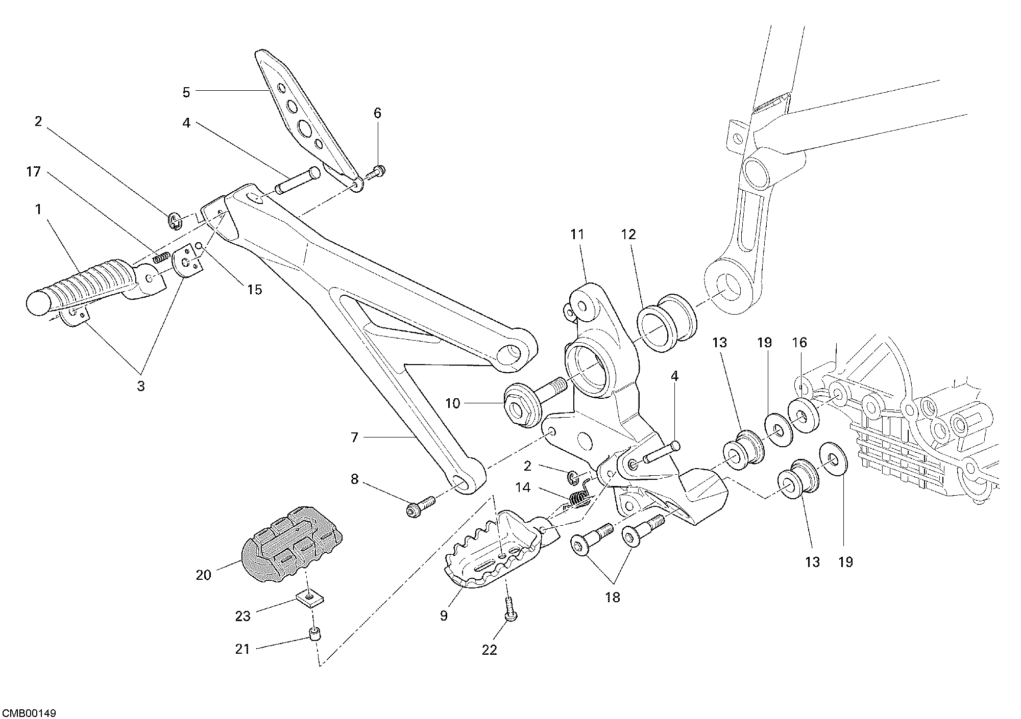 031 REPOSE PIEDS DROIT POUR HYPERMOTARD 1100 S 2008