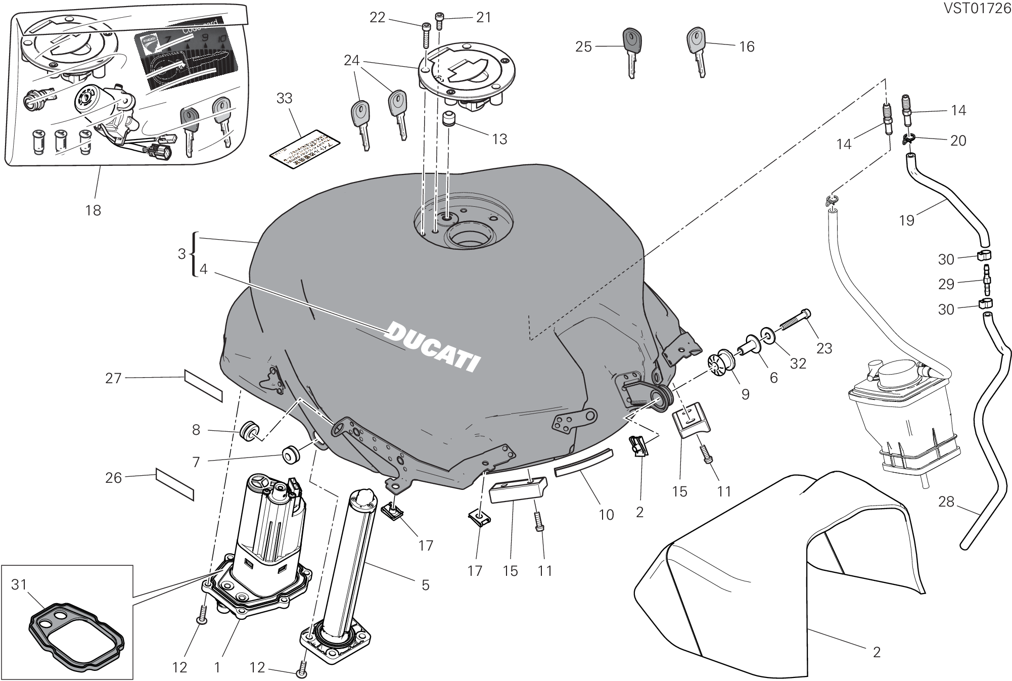 032 RESERVOIR CARBURANT POUR SUPERSPORT S 2018