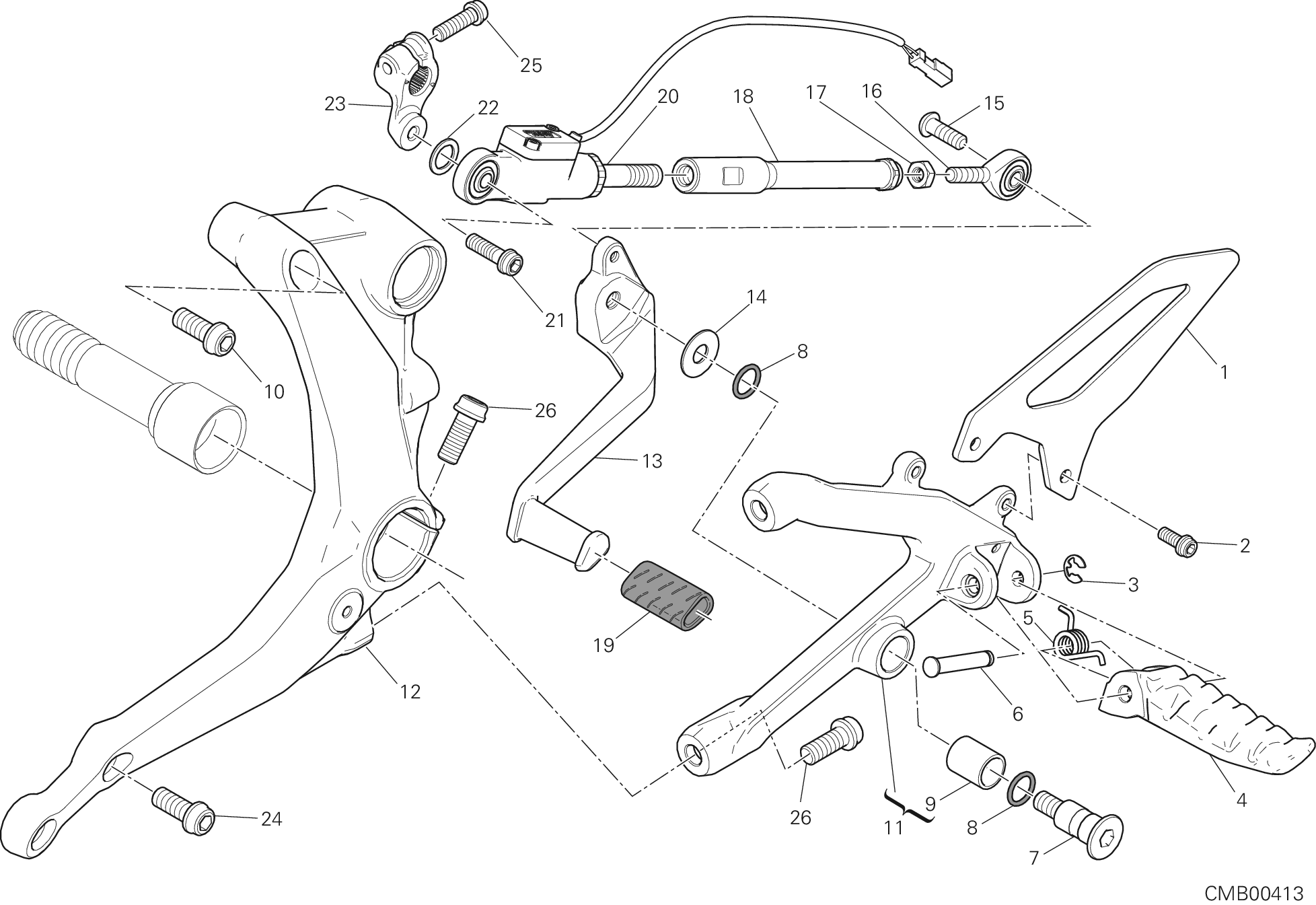 016 REPOSE PIED GAUCHE POUR SUPERBIKE 899 PANIGALE ABS 2014