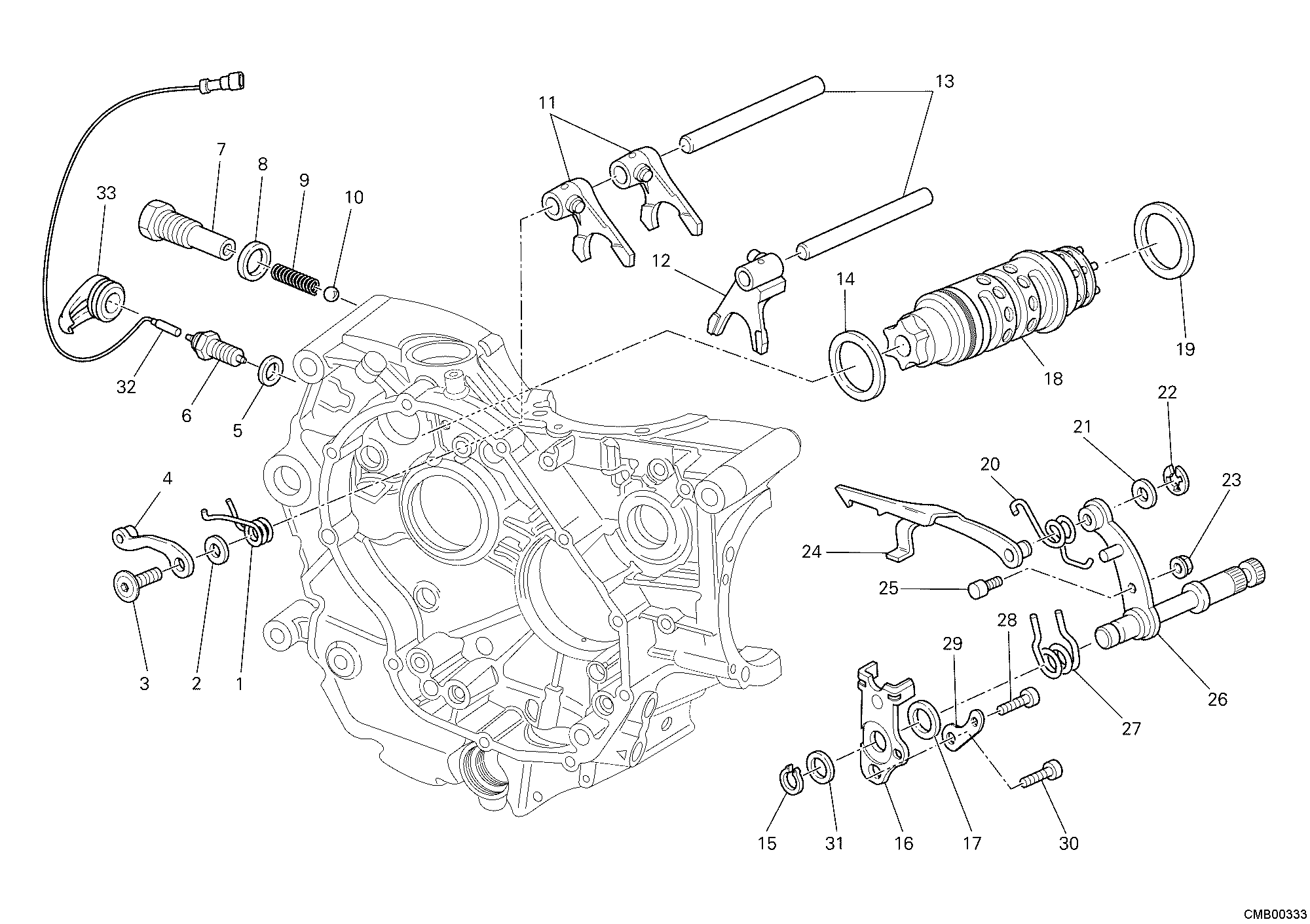 002 TAMBOUR CHANGEMENT VITESSE FOURCHETTE POUR MONSTER 796 ABS 2011