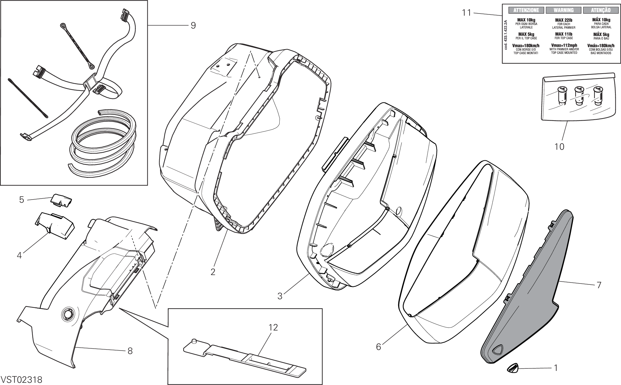 35A TROUSSE GAUCHE POUR MULTISTRADA 1200 S TOURING 2015